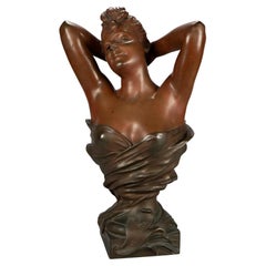 Antique Art Nouveau Bronze Sculpture of a Woman Signed Lematin by N. Mayer C1900