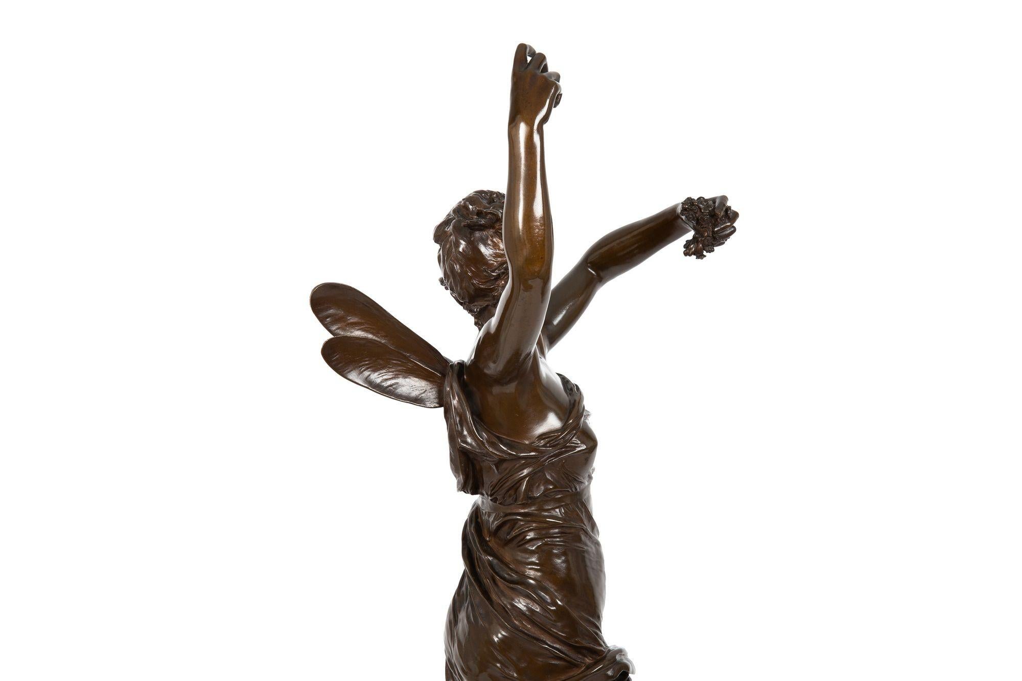 Antike Jugendstil-Bronze-Skulptur von „La Danse“ von Eugene Delaplanche im Angebot 5