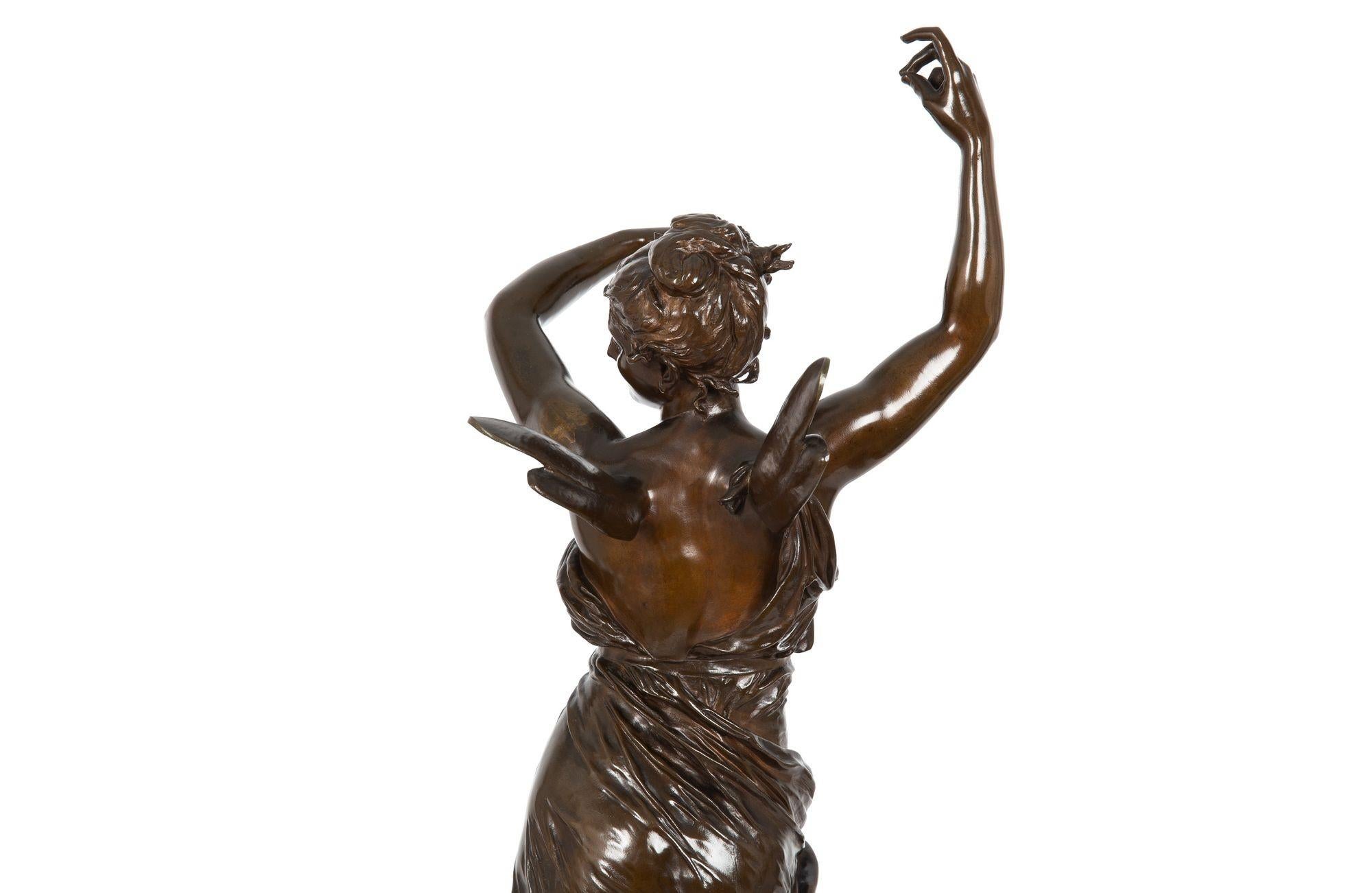 Antike Jugendstil-Bronze-Skulptur von „La Danse“ von Eugene Delaplanche im Angebot 6