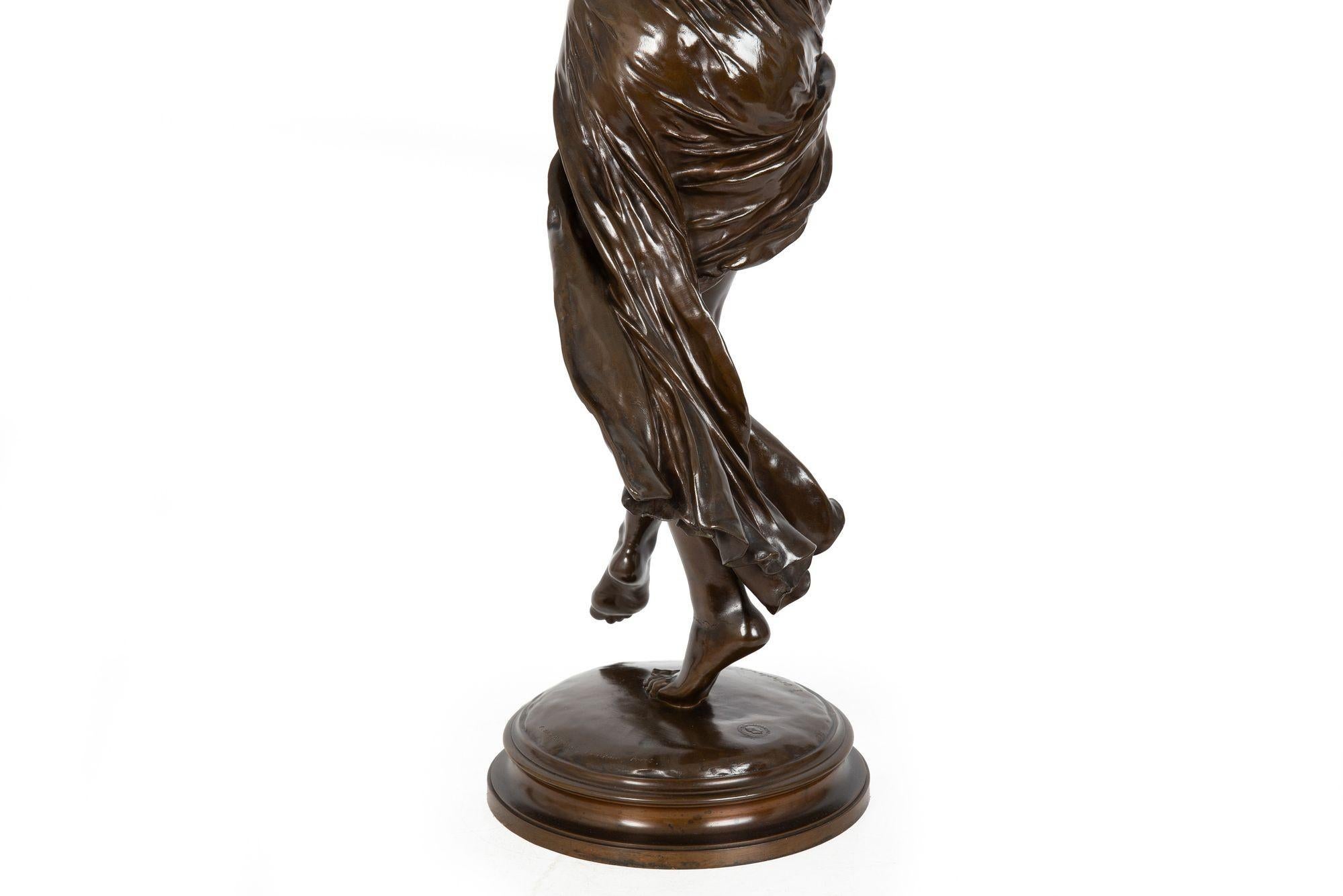 Antike Jugendstil-Bronze-Skulptur von „La Danse“ von Eugene Delaplanche im Angebot 7