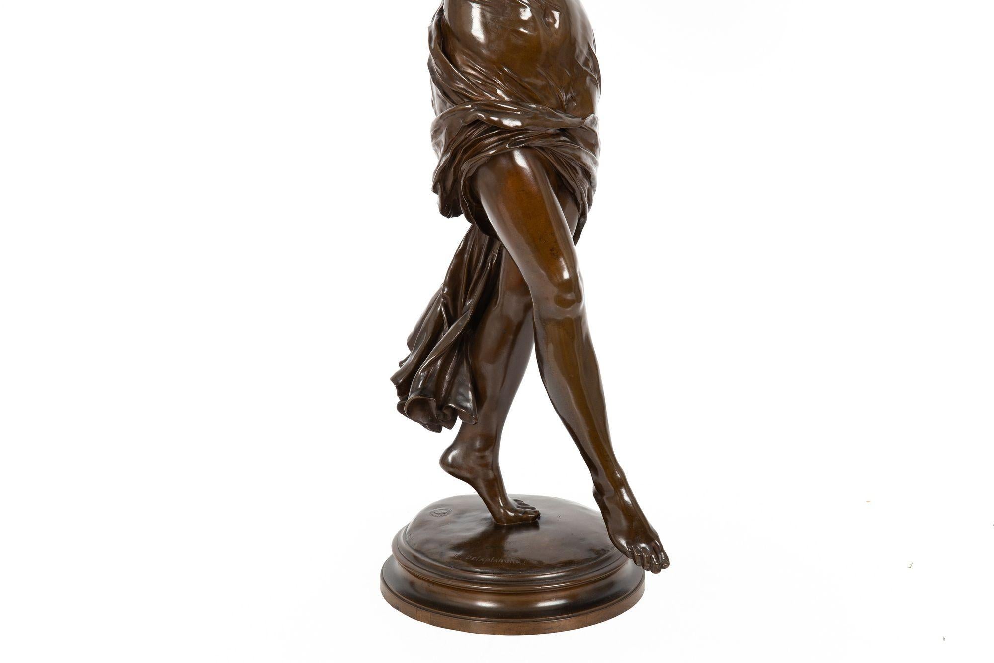 Antike Jugendstil-Bronze-Skulptur von „La Danse“ von Eugene Delaplanche im Angebot 8