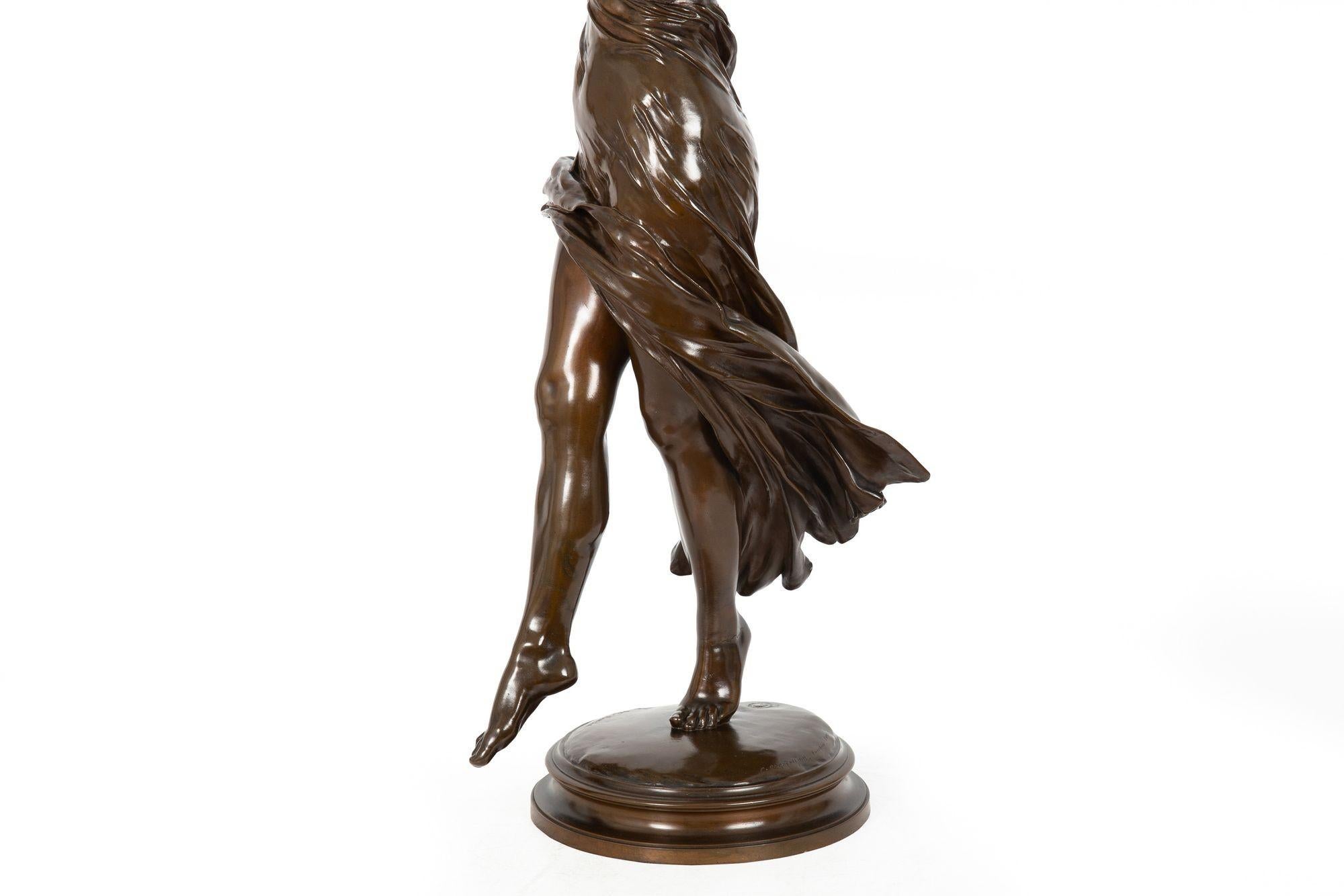Antike Jugendstil-Bronze-Skulptur von „La Danse“ von Eugene Delaplanche im Angebot 9