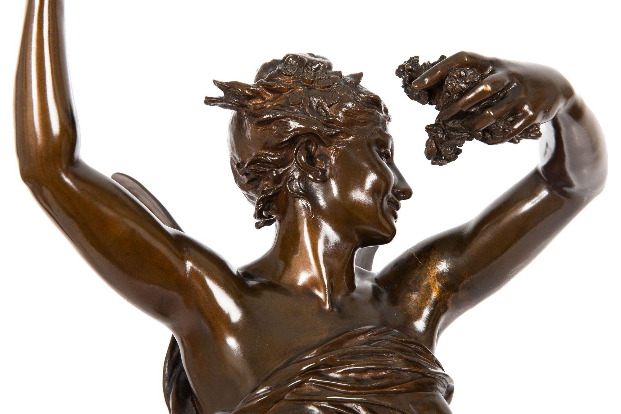 Antike Jugendstil-Bronze-Skulptur von „La Danse“ von Eugene Delaplanche im Angebot 10
