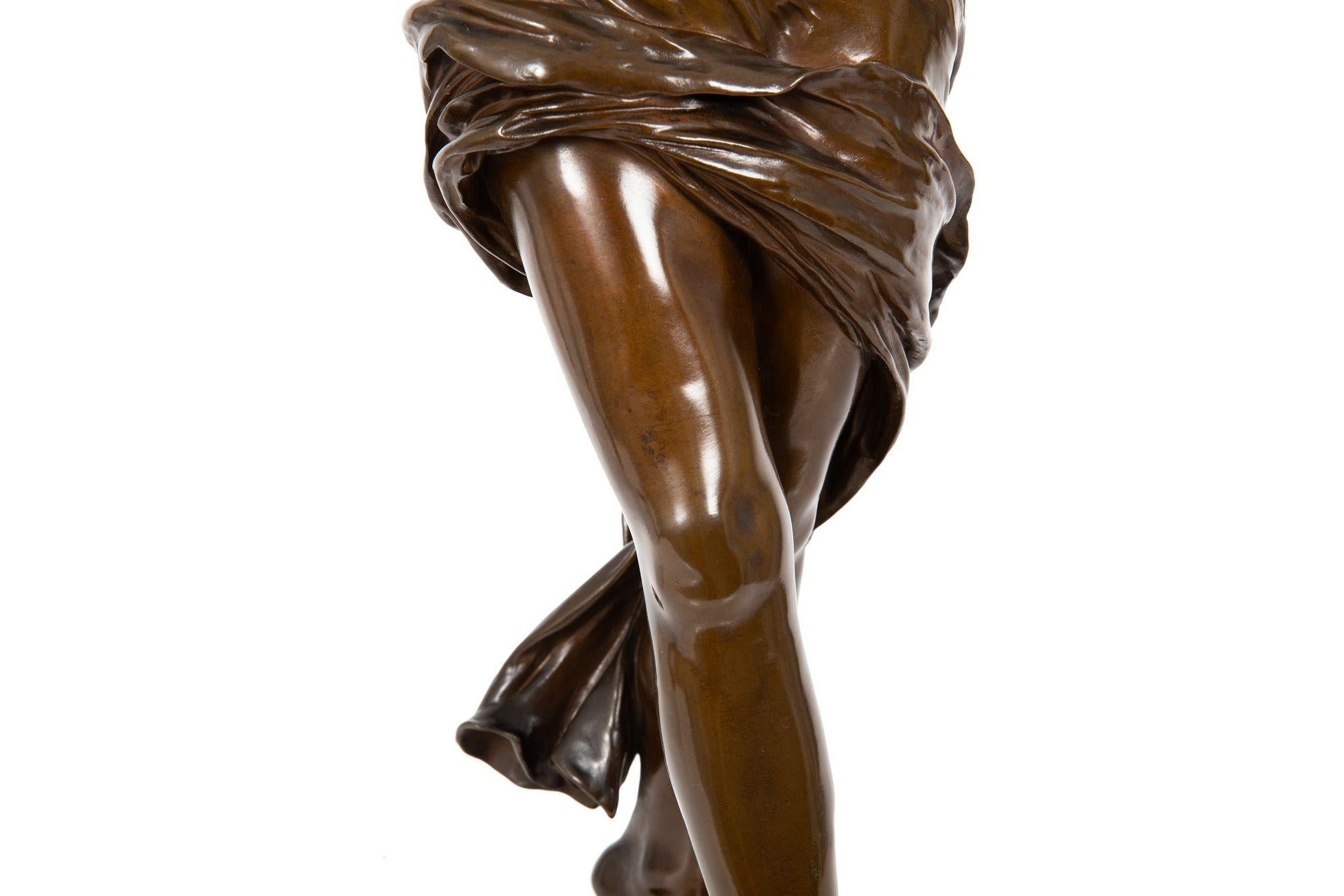 Antike Jugendstil-Bronze-Skulptur von „La Danse“ von Eugene Delaplanche im Angebot 12