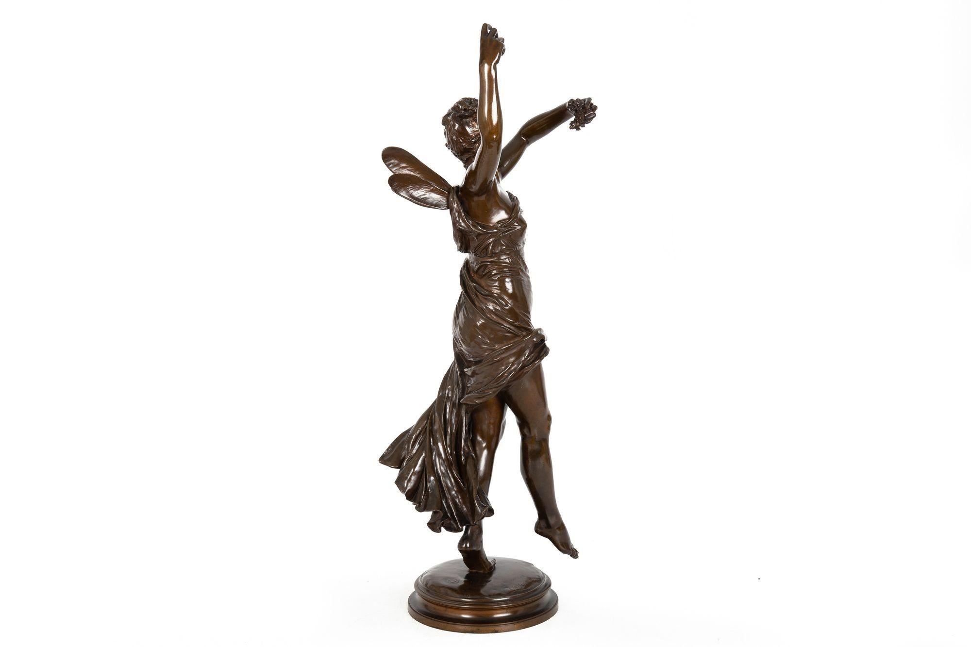 Français Sculpture ancienne en bronze Art nouveau « La Danse » d'Eugène Delaplanche en vente