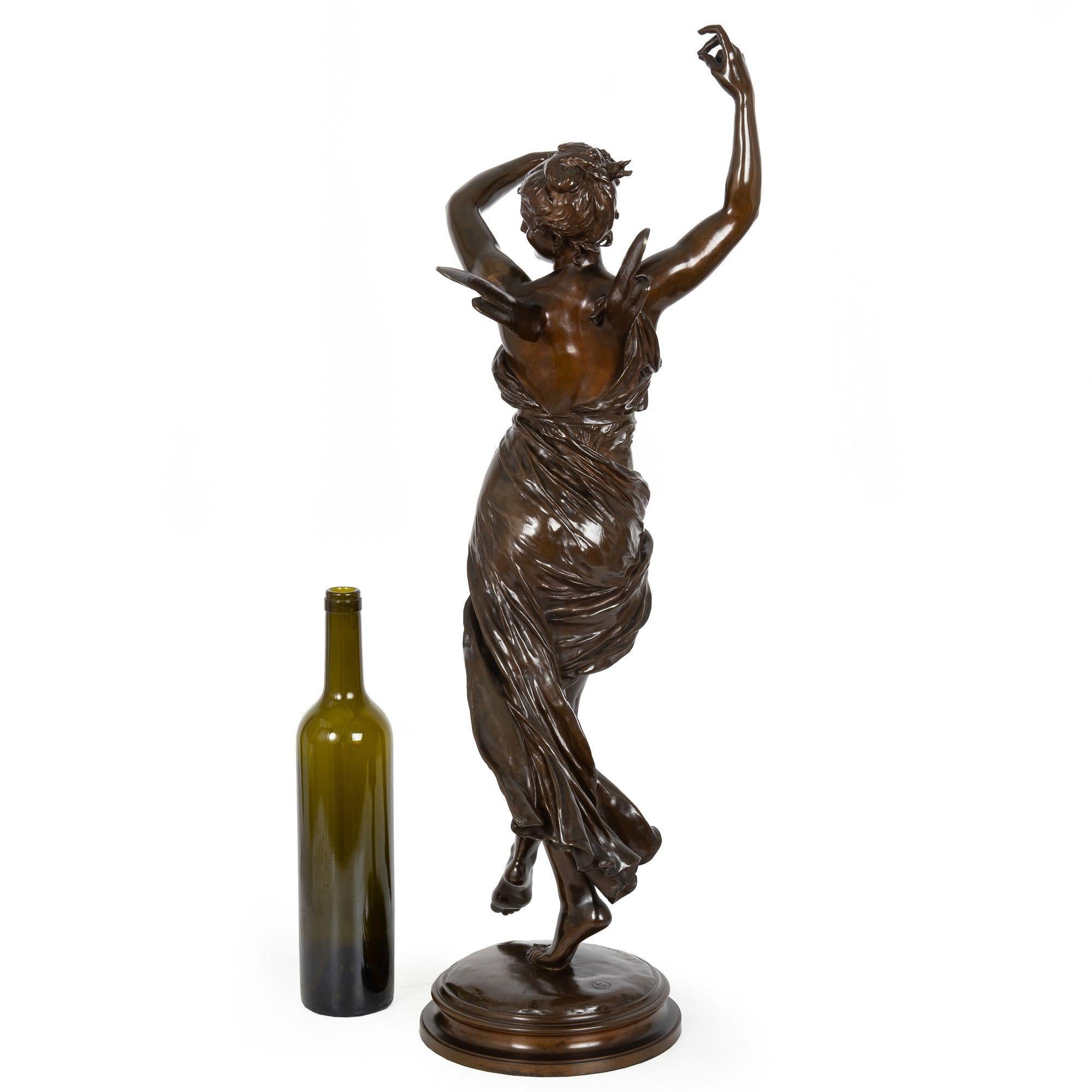Antike Jugendstil-Bronze-Skulptur von „La Danse“ von Eugene Delaplanche (Französisch) im Angebot