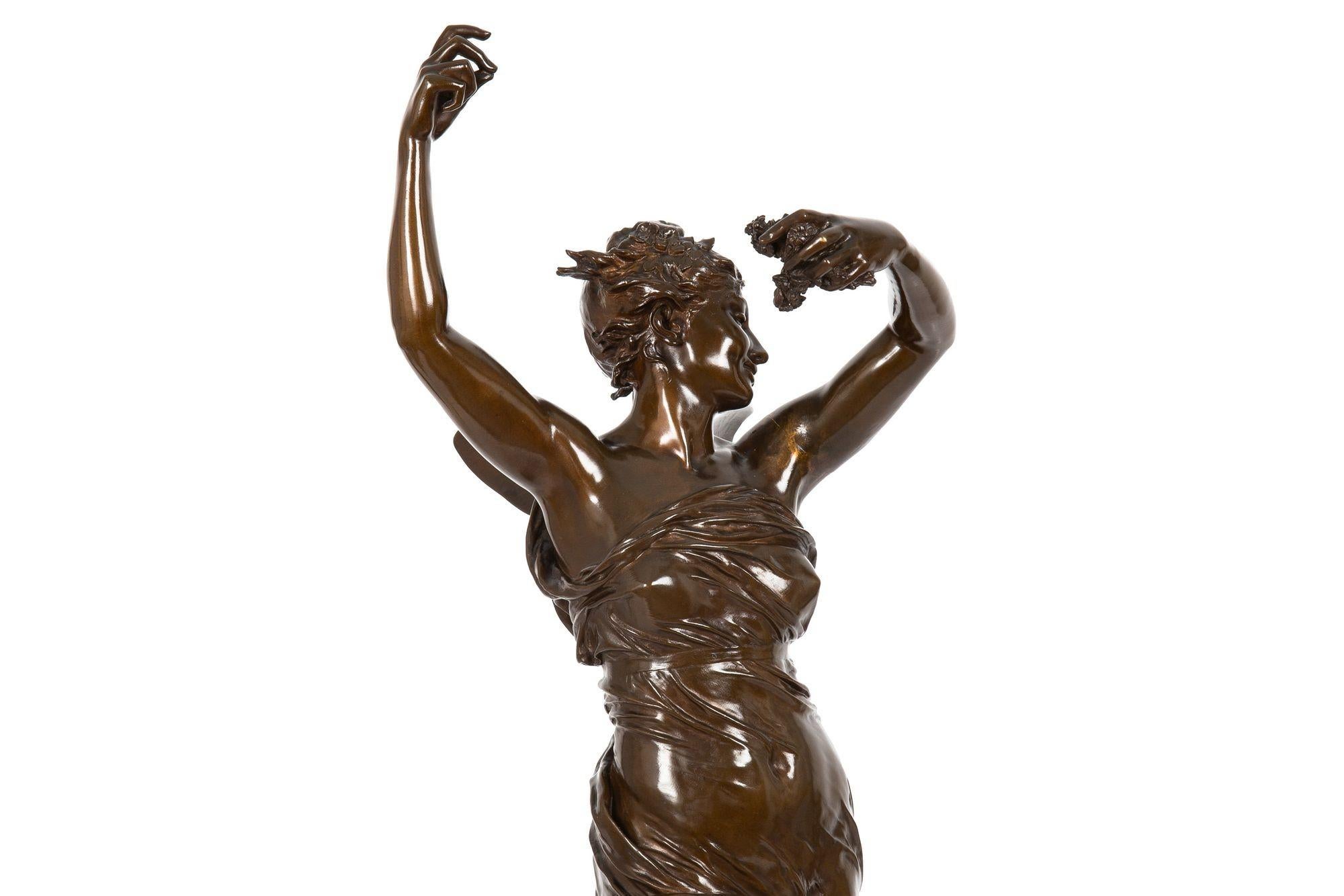 Bronze Sculpture ancienne en bronze Art nouveau « La Danse » d'Eugène Delaplanche en vente