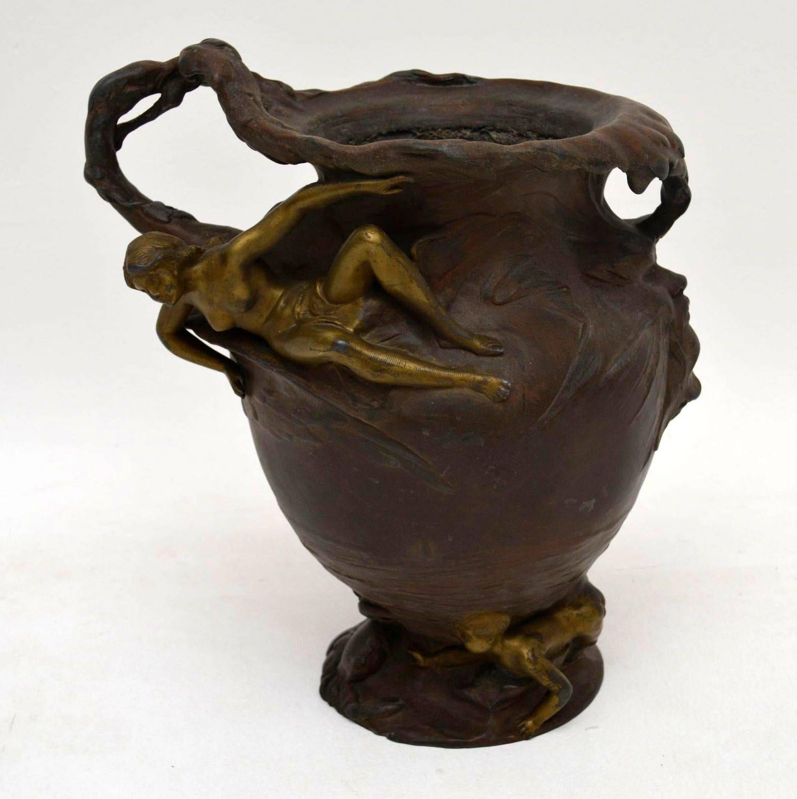 Late 19th Century Antique Art Nouveau Bronze Urn