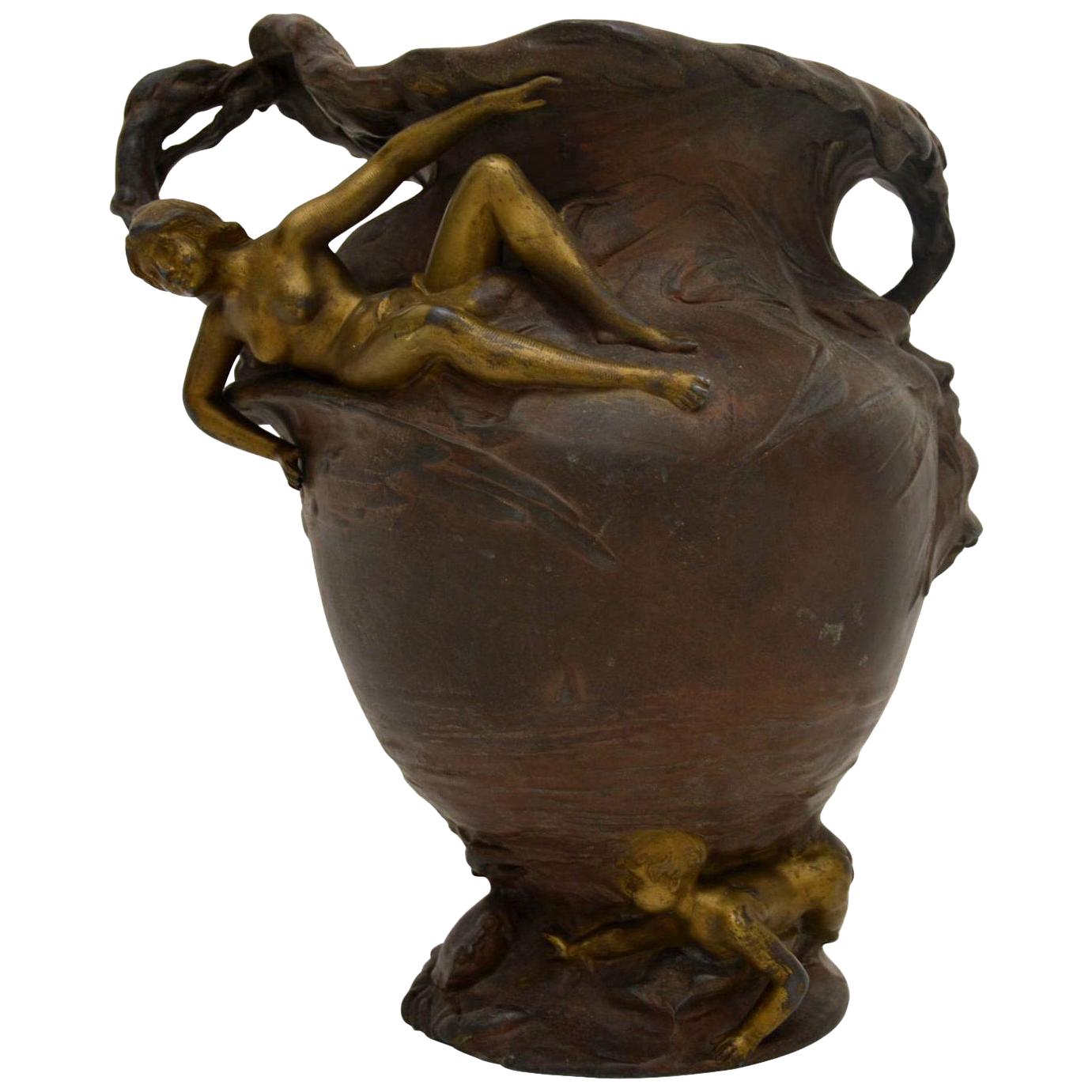Antique Art Nouveau Bronze Urn