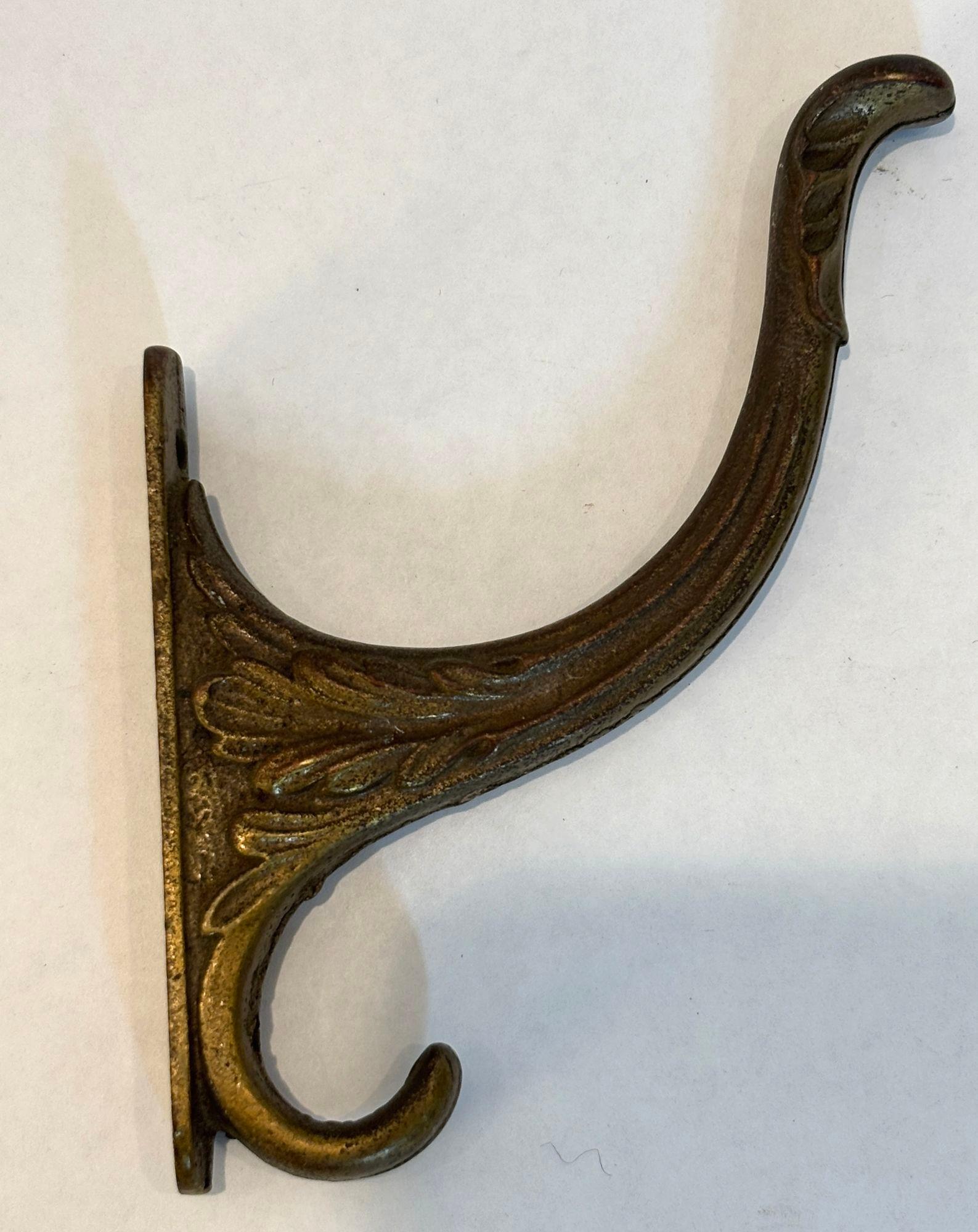 20th Century Antique Art Nouveau Bronze Wall Hooks Hat or Coat Hanger Set of 3 For Sale