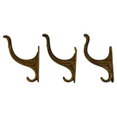 Antique Art Nouveau Bronze Wall Hooks Hat or Coat Hanger Set of 3