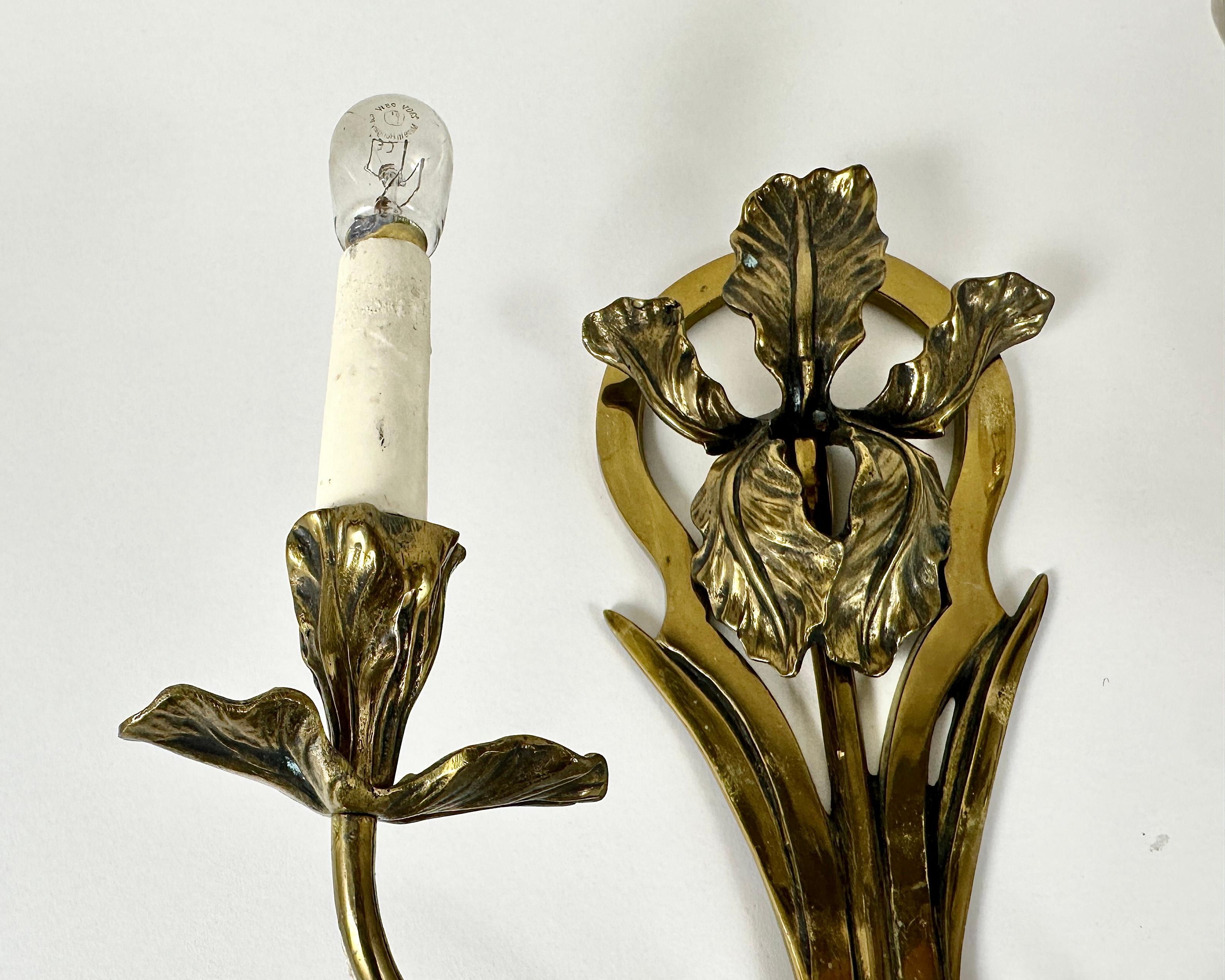 Applique da parete in bronzo Art Nouveau, Francia, CIRCA 1900  Portalampada E14 in vendita 2