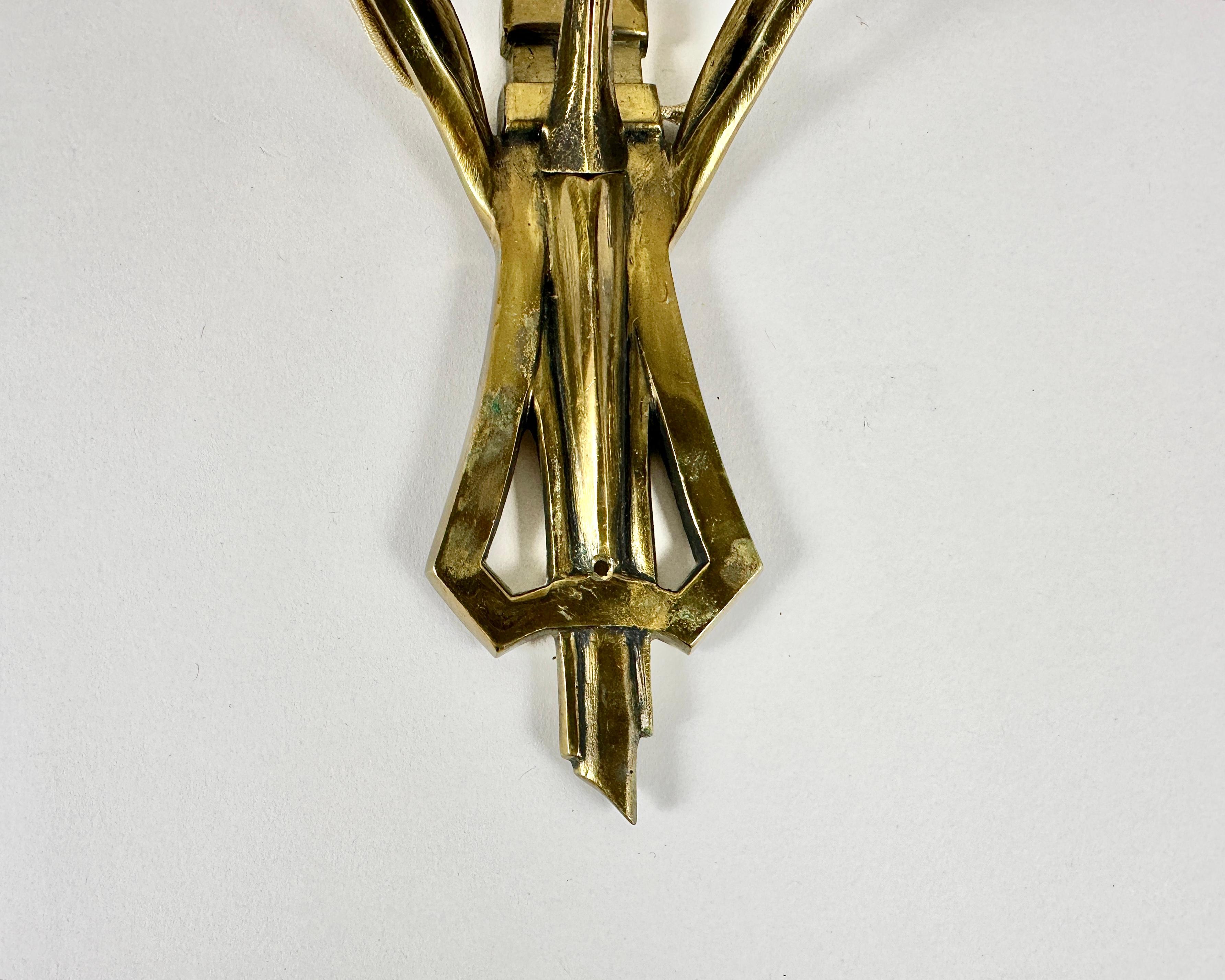 Applique da parete in bronzo Art Nouveau, Francia, CIRCA 1900  Portalampada E14 in vendita 3