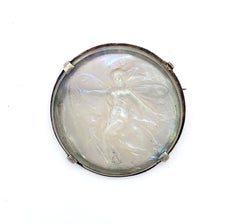 Antique Art Nouveau Brooch Art Glass Signed Gabriel Stalin Fairy Dragonfly Lady