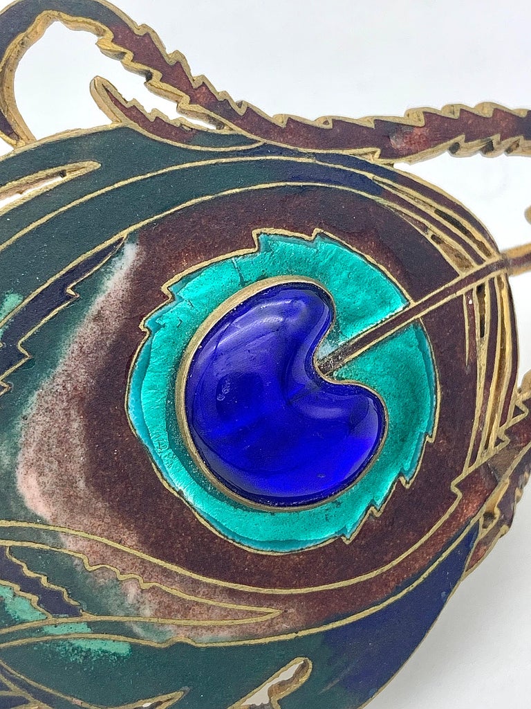 Broche Ancienne Paon En Bronze Style Art Nouveau - Bijou Vintage - Occasion En Bon état