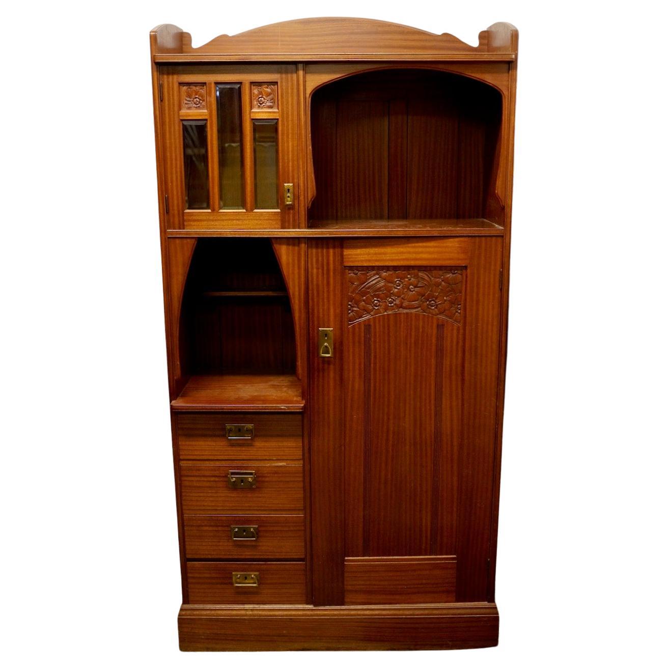 Antique Art Nouveau Cabinet, Bookcase or Kitchen cabinet, Vitrine For Sale