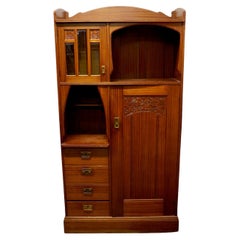 Armario Art Nouveau Antiguo, Librería o Mueble de Cocina, Vitrina