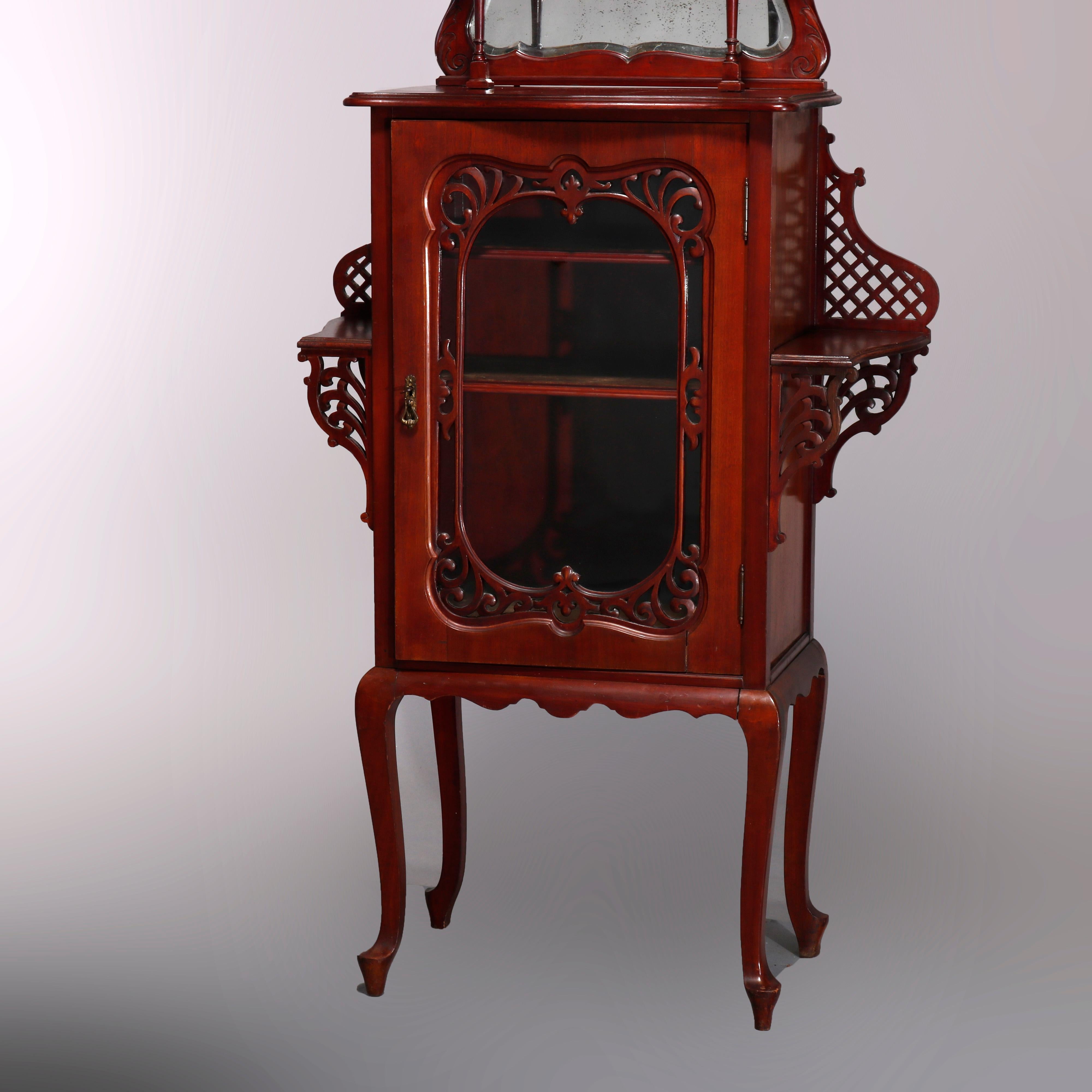 Antique Art Nouveau Carved Mahogany Reticulated Étagère, circa 1900 7