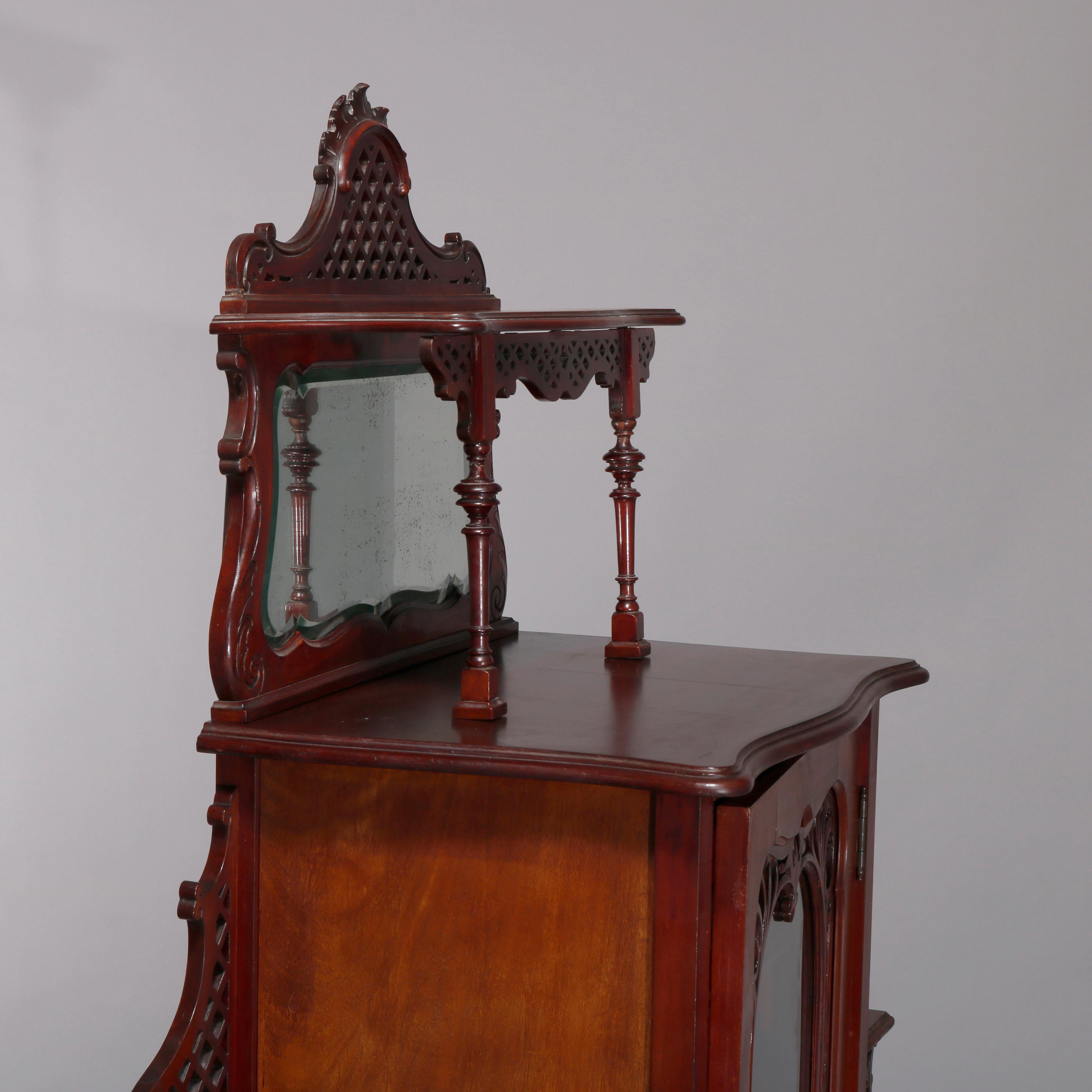 Antique Art Nouveau Carved Mahogany Reticulated Étagère, circa 1900 In Good Condition In Big Flats, NY