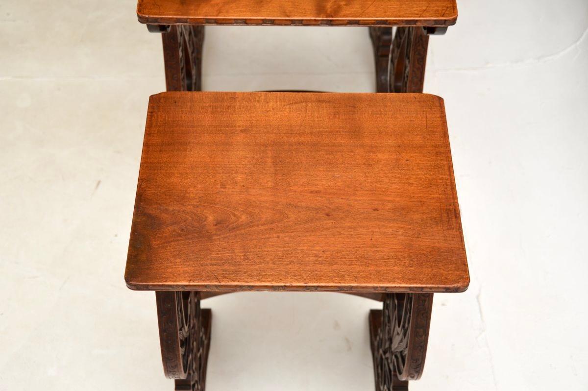 Antique Art Nouveau Carved Nest of Four Tables For Sale 6