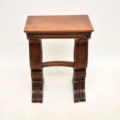 Antique Art Nouveau Carved Nest of Four Tables