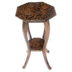 Antique Art Nouveau Carved Walnut Occasional Table, Early 20th Century