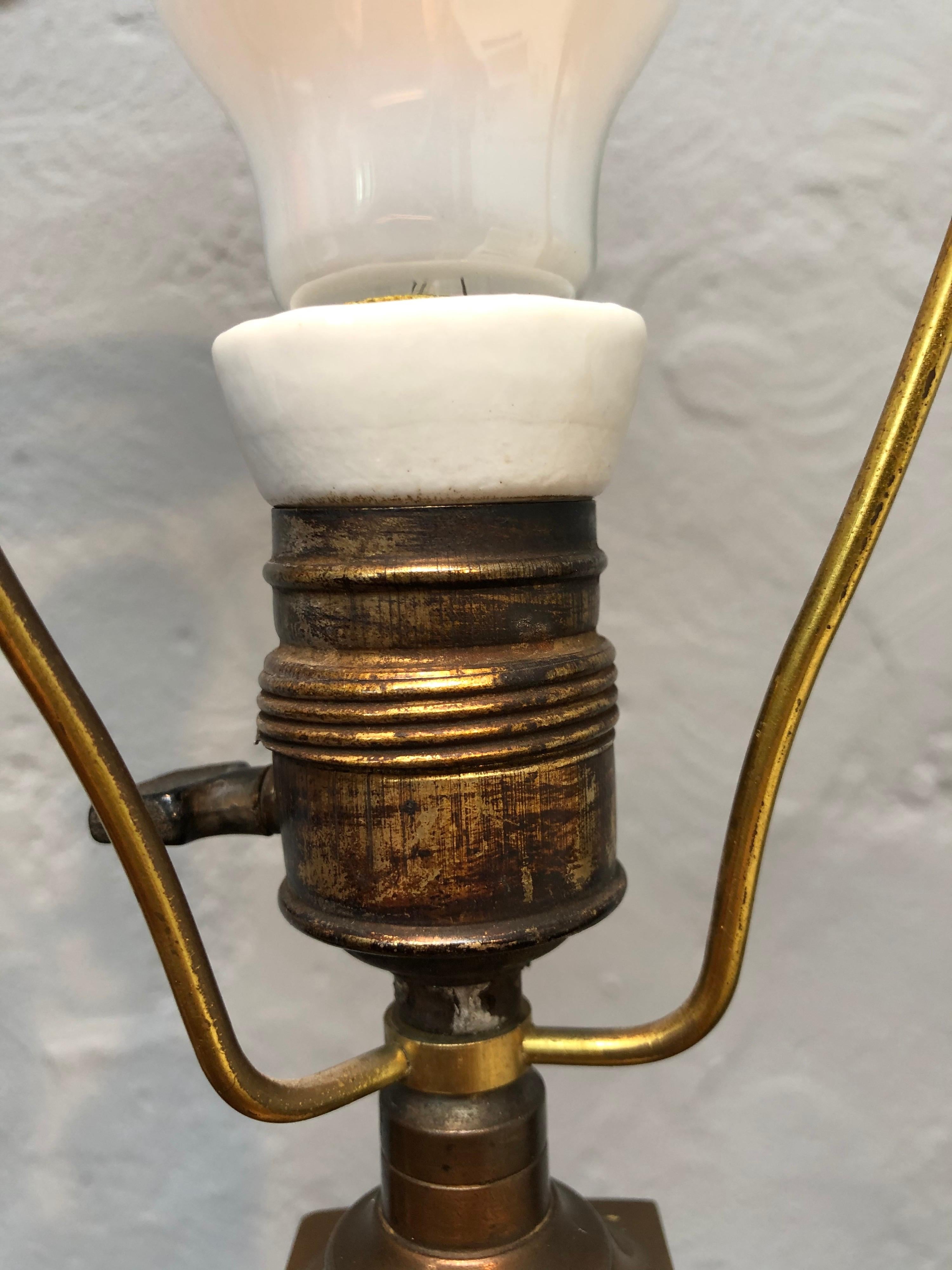 Antique Art Nouveau Cast Bronze Table Lamp 6