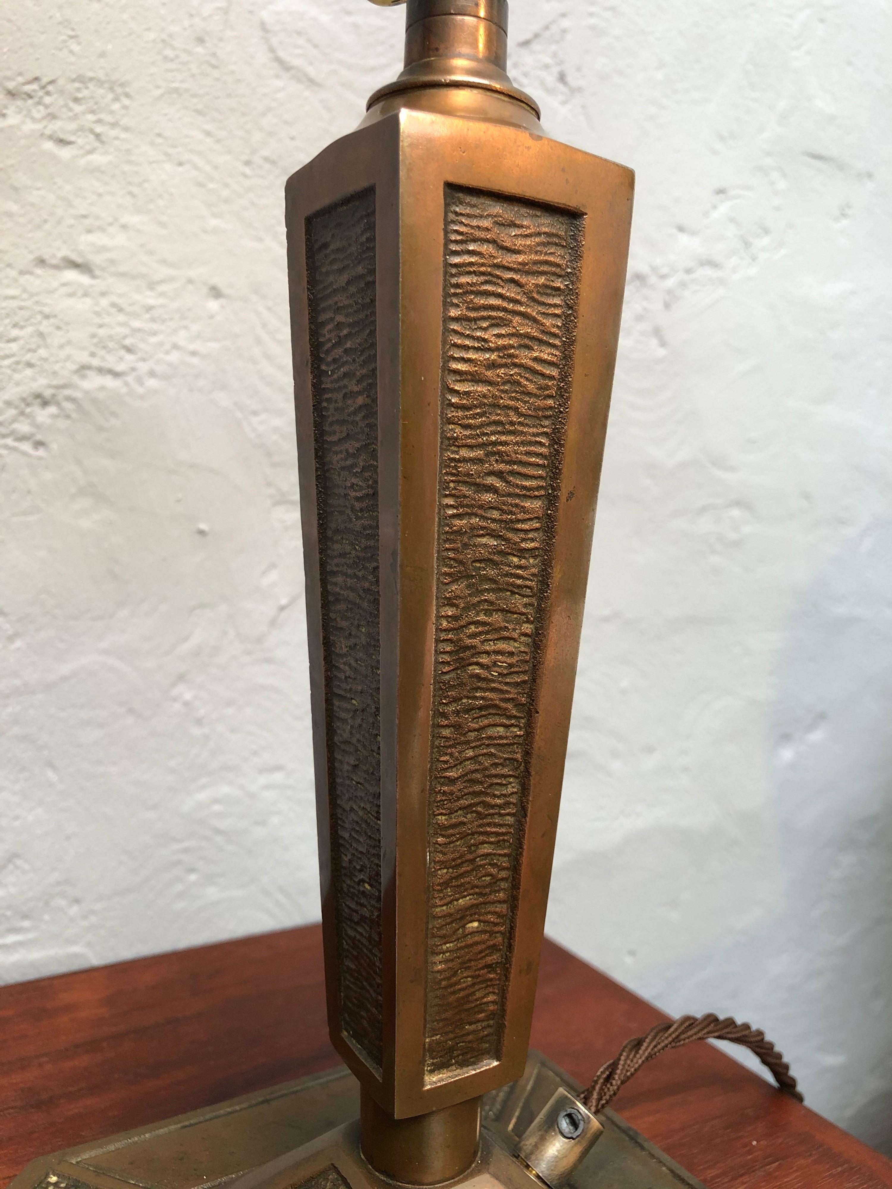 Antique Art Nouveau Cast Bronze Table Lamp 7