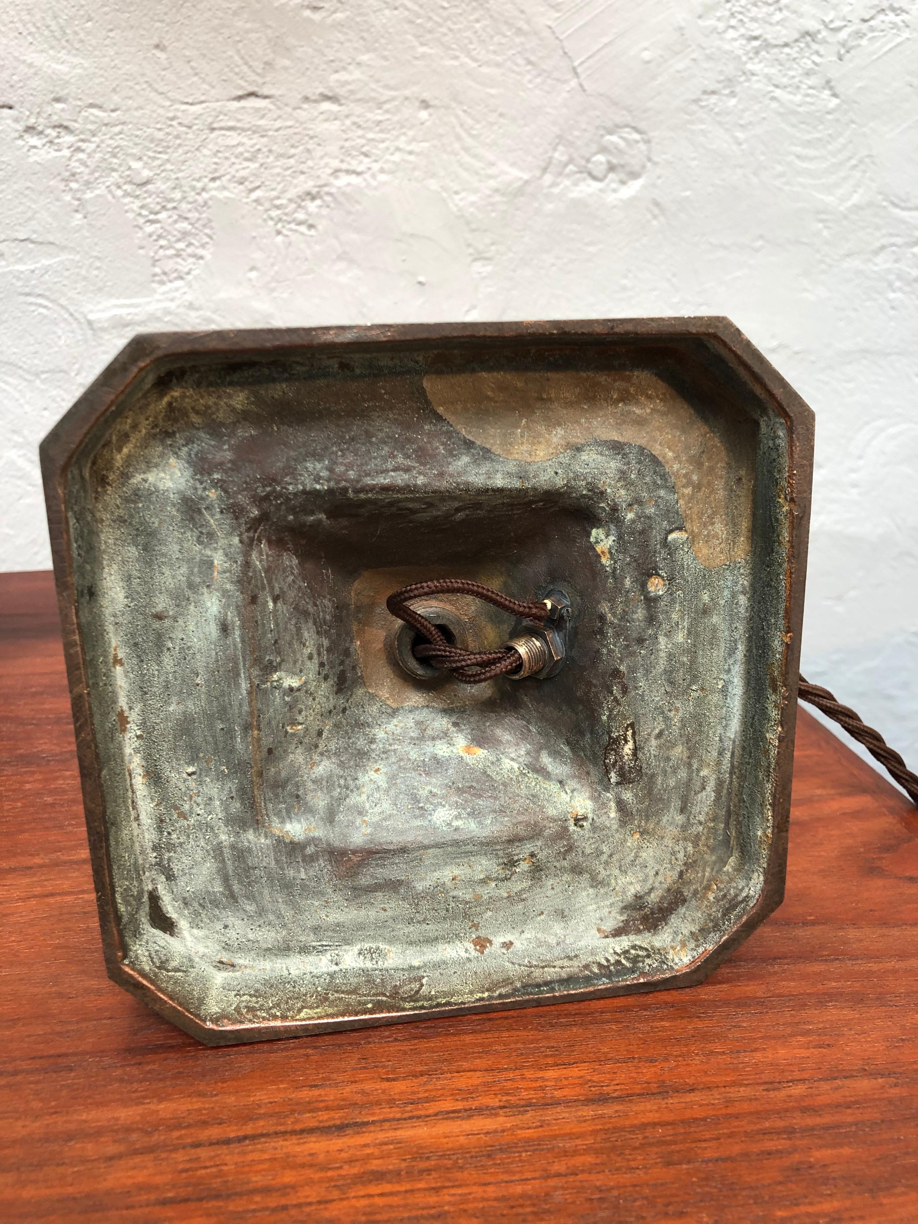 Antique Art Nouveau Cast Bronze Table Lamp 8