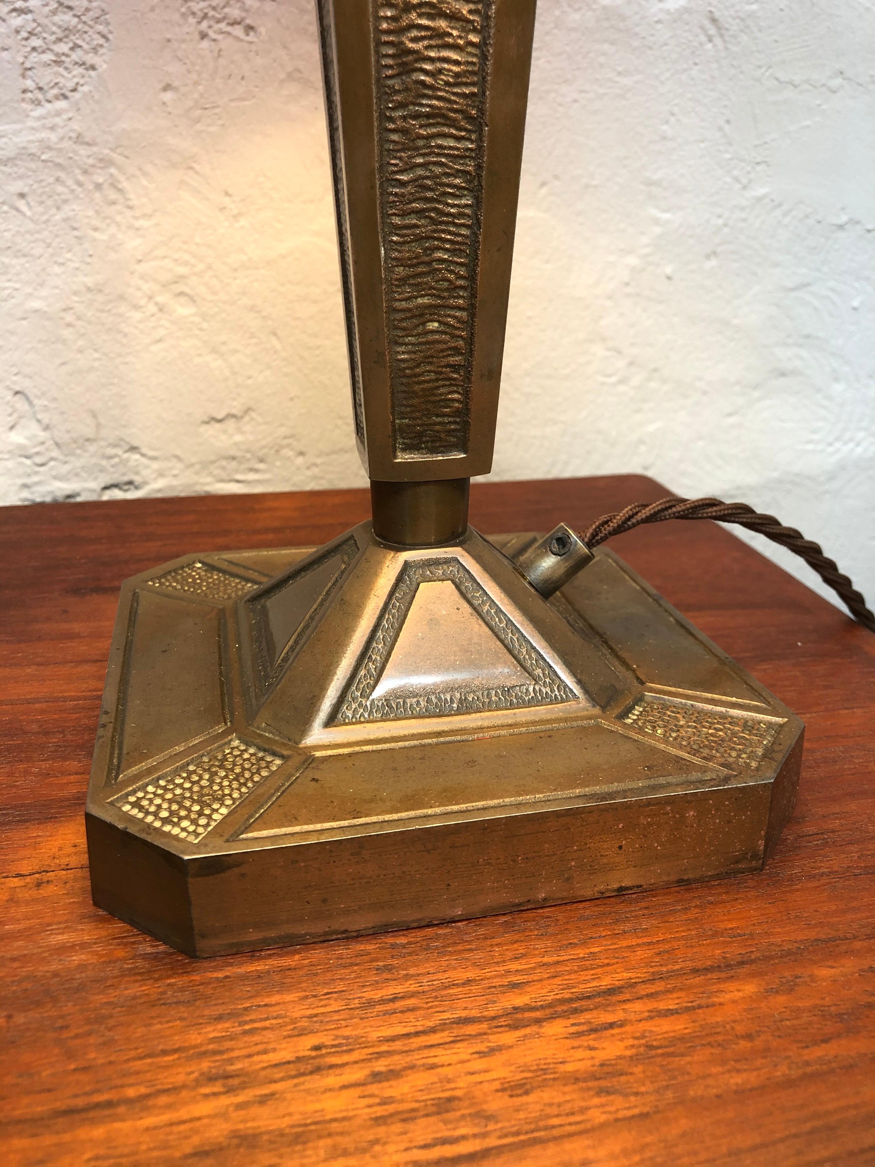 Swedish Antique Art Nouveau Cast Bronze Table Lamp