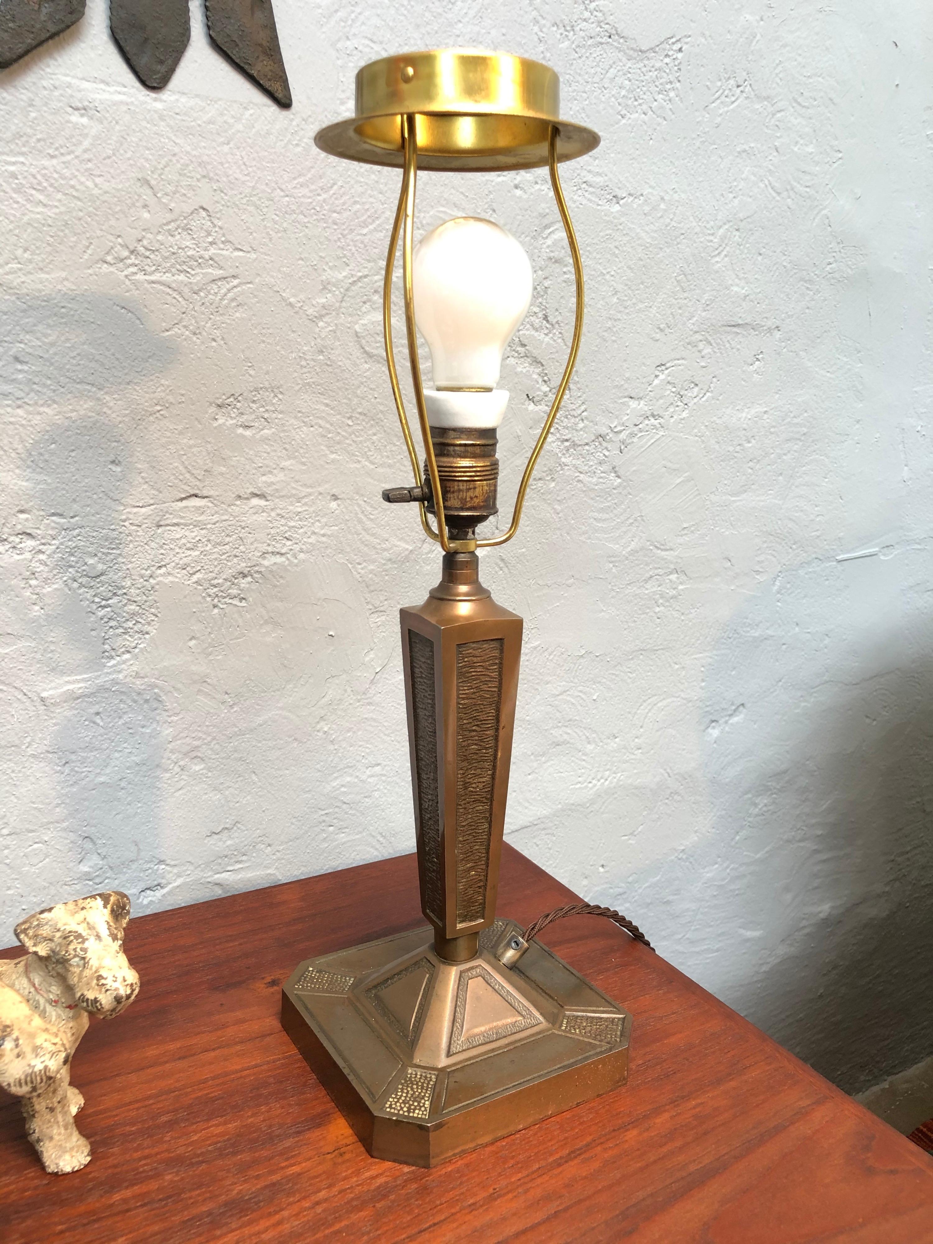 Antique Art Nouveau Cast Bronze Table Lamp 3