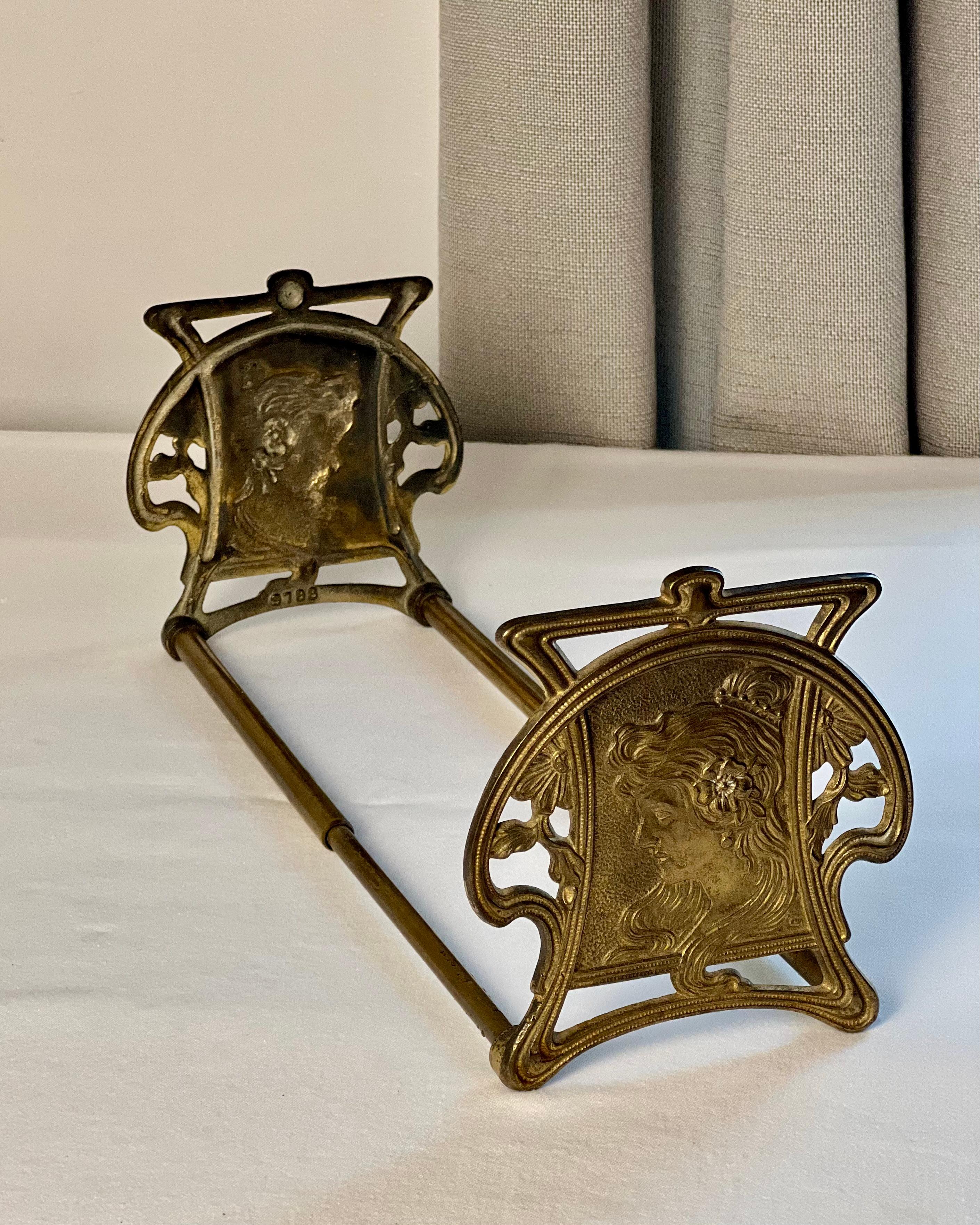 Antique Art Nouveau Cast Iron and Brass Adjustable Book Stand by Judd Company For Sale 1