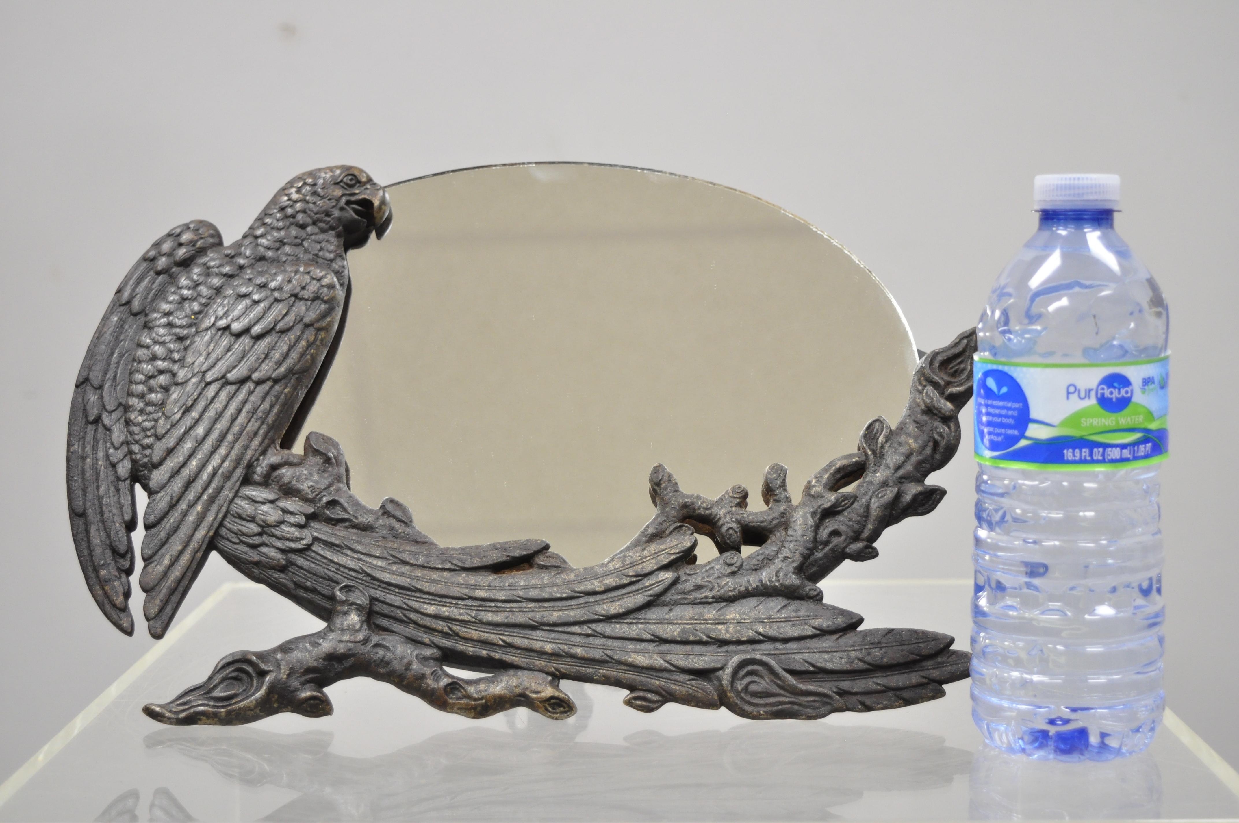 Antique Art Nouveau Cast Iron Eagle Phoenix Bird Vanity Tabletop Mirror For Sale 4