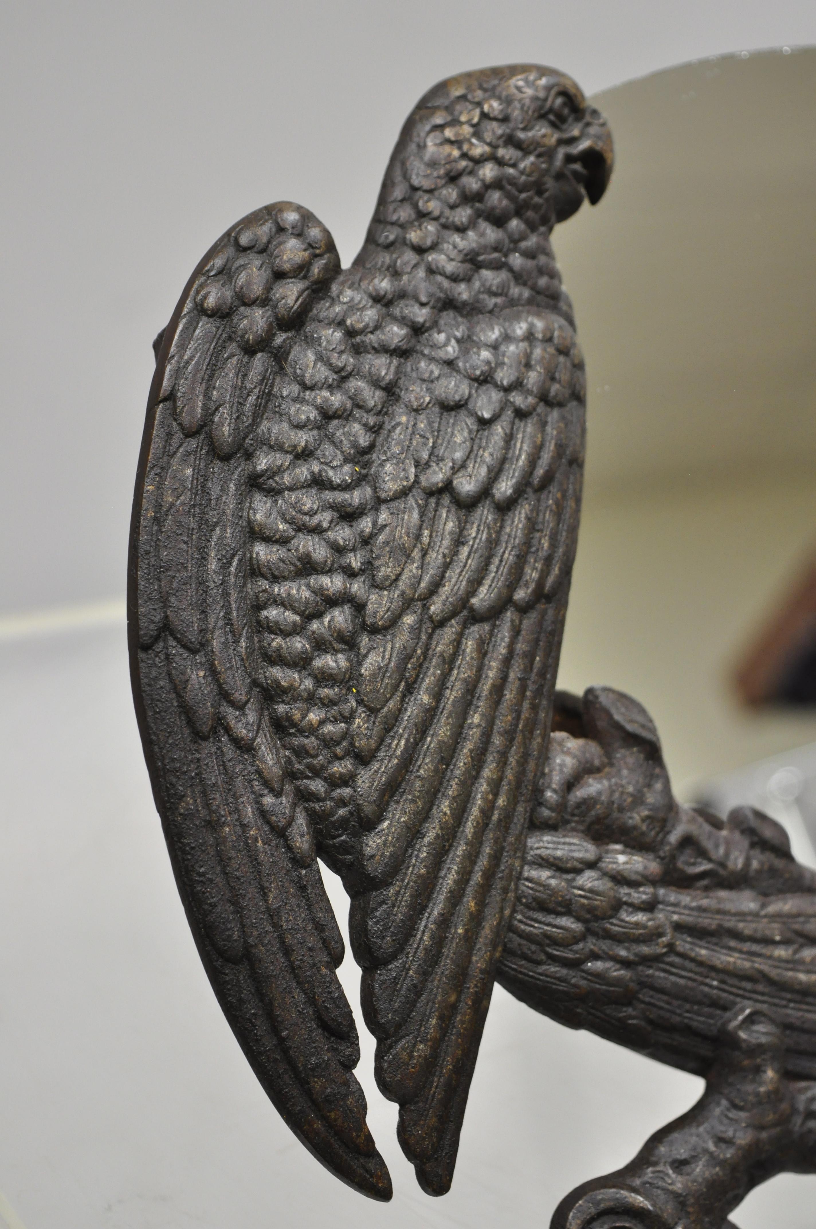 Art nouveau Antique Art Nouveau Cast Iron Eagle Phoenix Bird Vanity Tabletop Mirror en vente