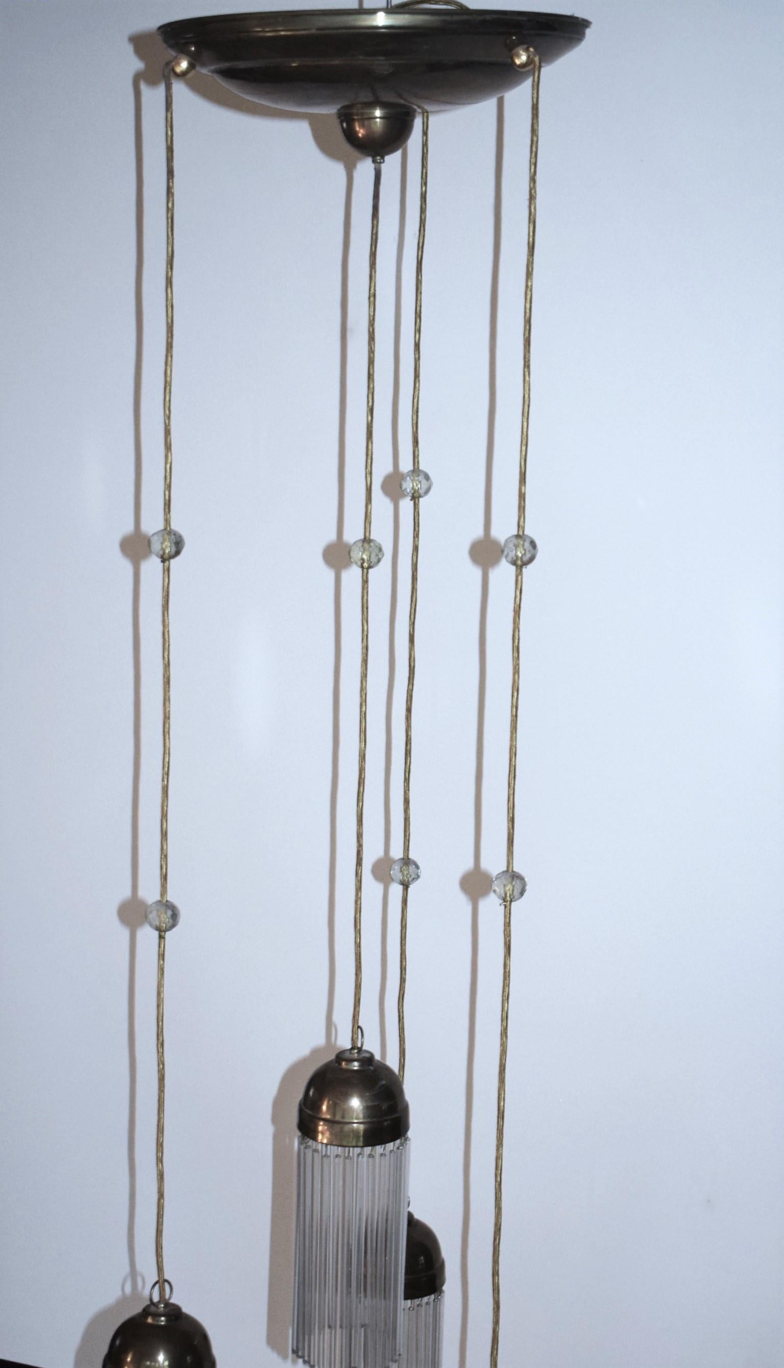 Brass Antique Art Nouveau Ceiling Lamp by Josef Hoffmann For Sale