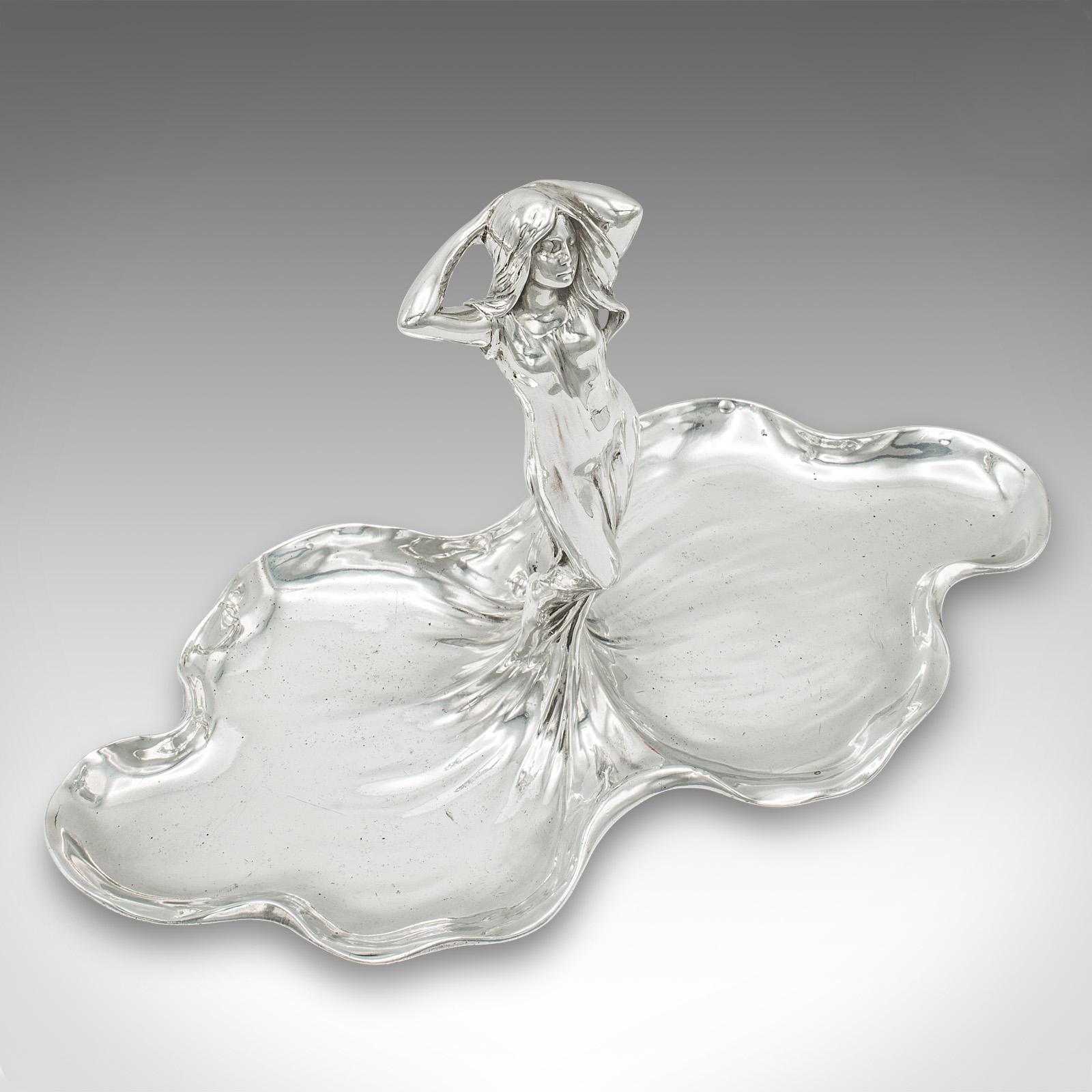 Figura antigua de centro de mesa Art Nouveau, bandeja para cartas alemana, bombonera, victoriana en venta 3