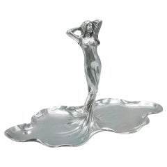 Antique Art Nouveau Centrepiece Figure, German Card Tray, Bonbon Dish, Victorian