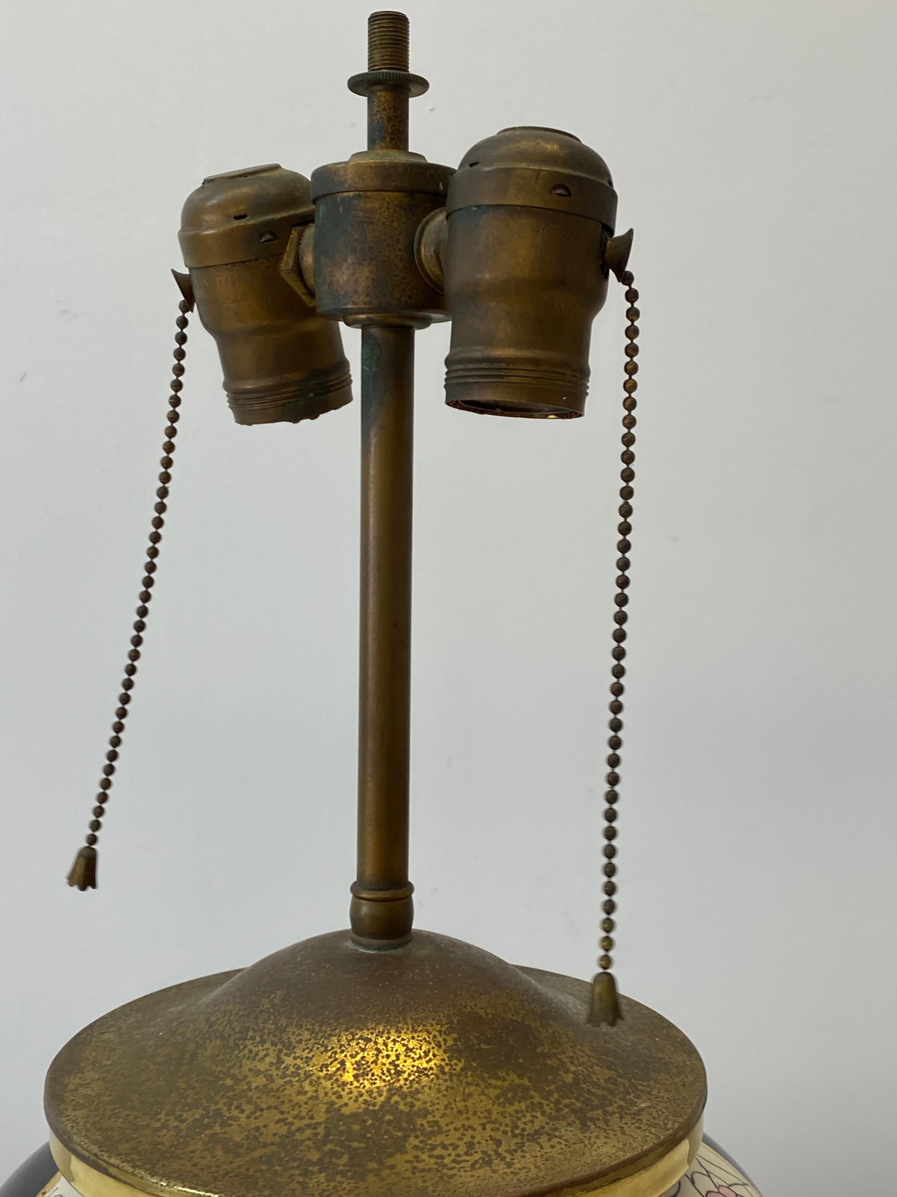 XIXe siècle Ancienne lampe de bureau en céramique Art Nouveau convertie en vase à restaurer en vente