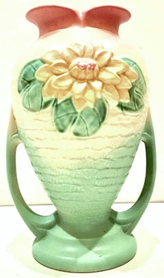 Antique Art Nouveau Ceramic "Winter Lilly" Two Handle Vase by, Hull Pottery