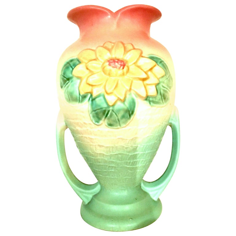 Antique Art Nouveau Ceramic "Winter Lilly" Two Handle Vase by, Hull