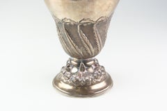 Antique Art Nouveau Cherub Repousse Silver Water Pitcher and Platter