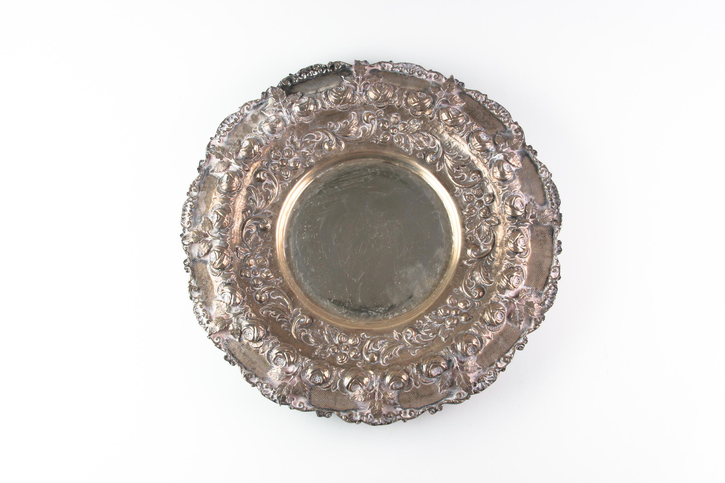 Antique Art Nouveau Cherub Repousse Silver Water Pitcher and Platter For Sale 3