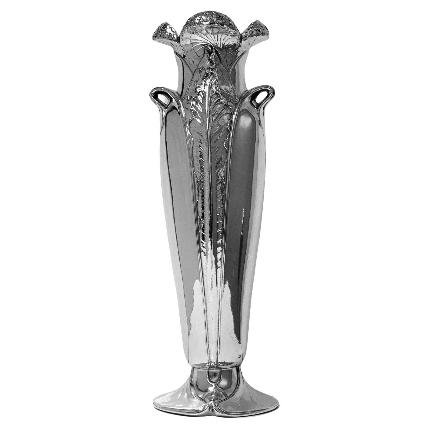 Christofle Large Antique Vase Christofle Silver Plated French Art Nouveau Gallia Ornate 