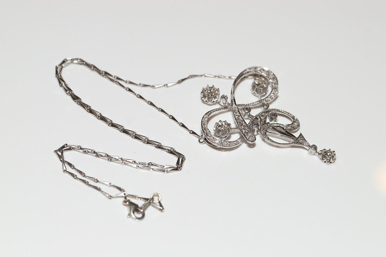 Antique Art Nouveau Circa 1910s Platinum Natural Diamond  Pendant  Necklace  For Sale 11