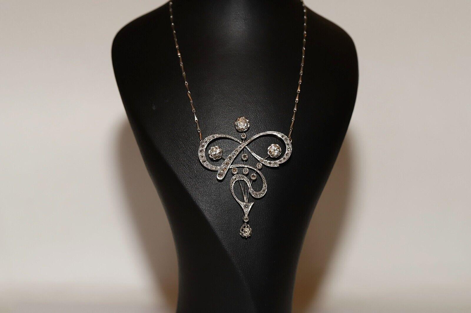 Brilliant Cut Antique Art Nouveau Circa 1910s Platinum Natural Diamond  Pendant  Necklace  For Sale