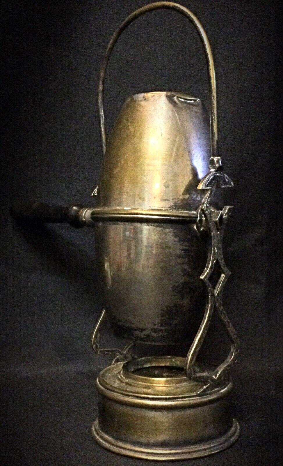 Empire Antique Art Nouveau Coffee Pot – Brass & Copper with Ornate Swing Arm - 2Y44 For Sale