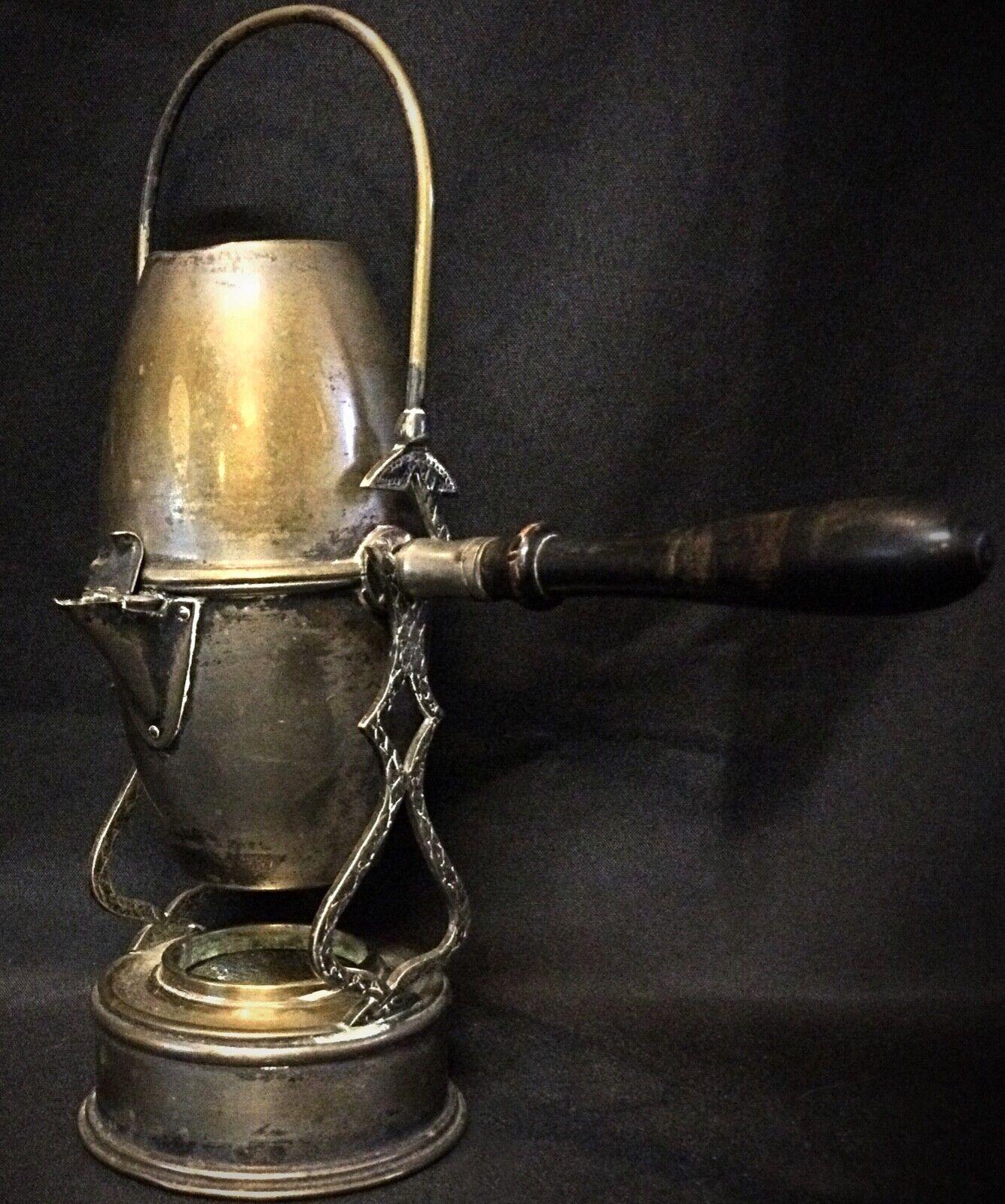 Antique Art Nouveau Coffee Pot – Brass & Copper with Ornate Swing Arm - 2Y44 In Good Condition For Sale In Bordeaux, FR