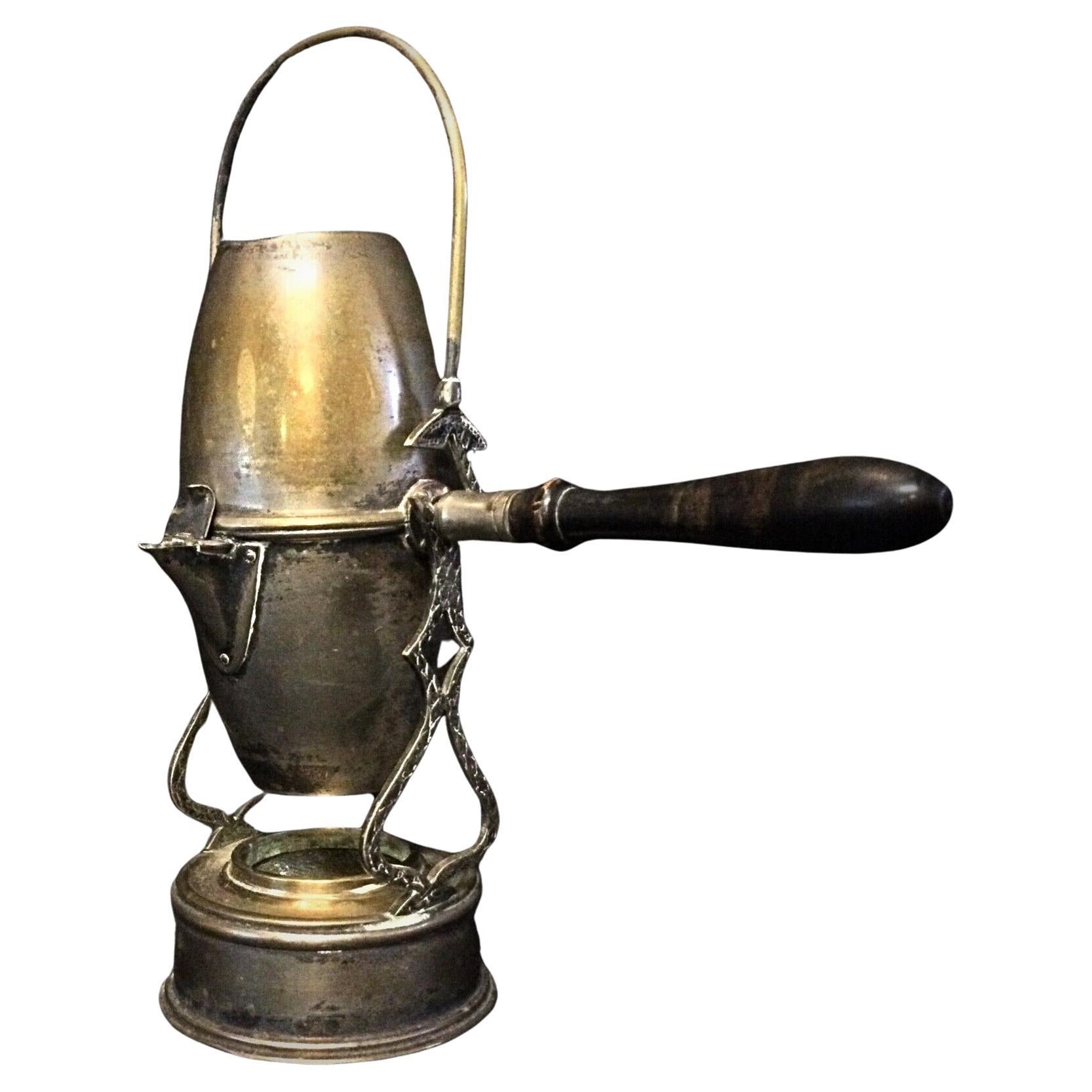 Antique Art Nouveau Coffee Pot – Brass & Copper with Ornate Swing Arm - 2Y44