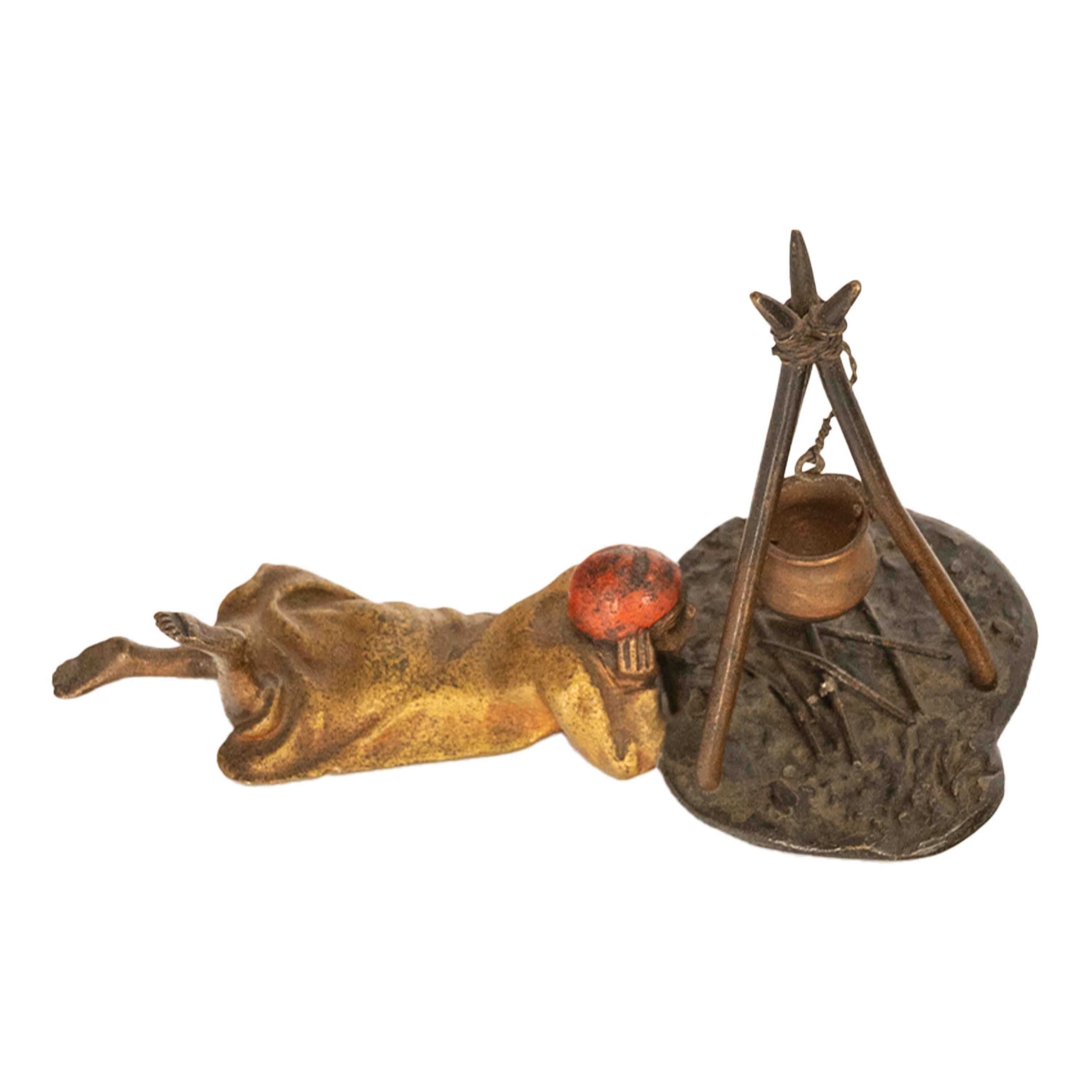 Antike, kalt bemalte, orientalische Jugendstil-Bronzefigur Bergmann, Österreich 1910 im Angebot 3