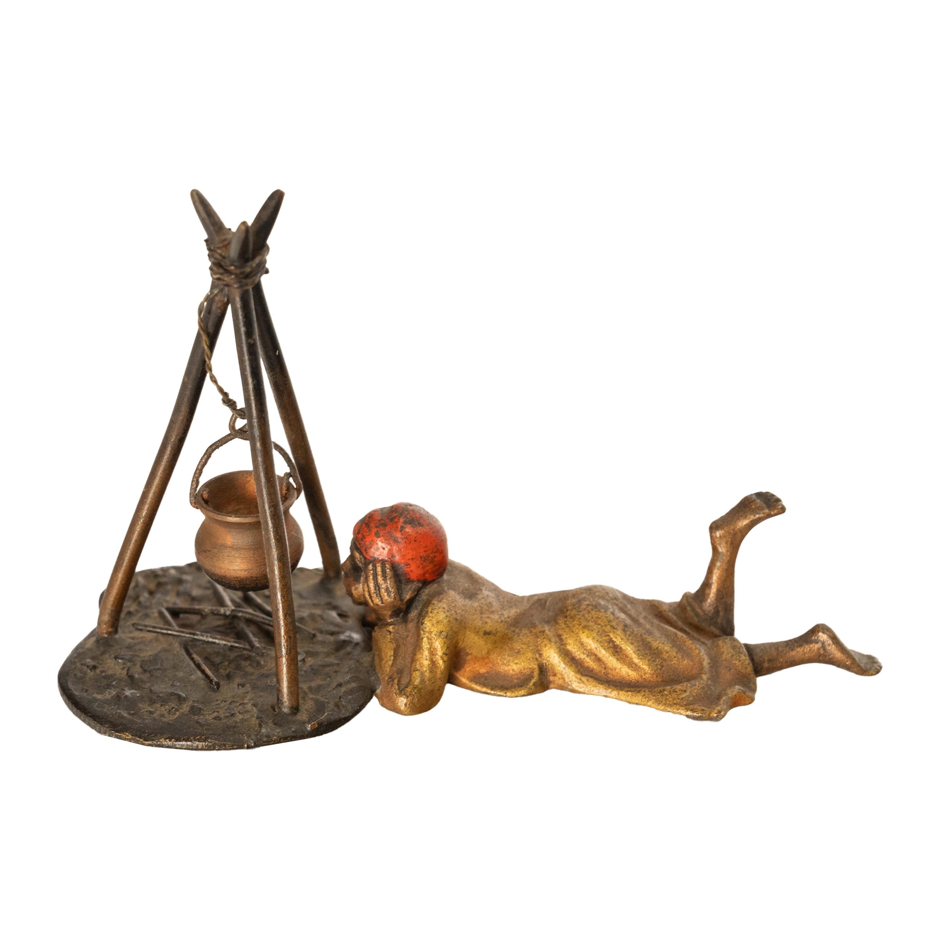 Antike, kalt bemalte, orientalische Jugendstil-Bronzefigur Bergmann, Österreich 1910 (Art nouveau) im Angebot